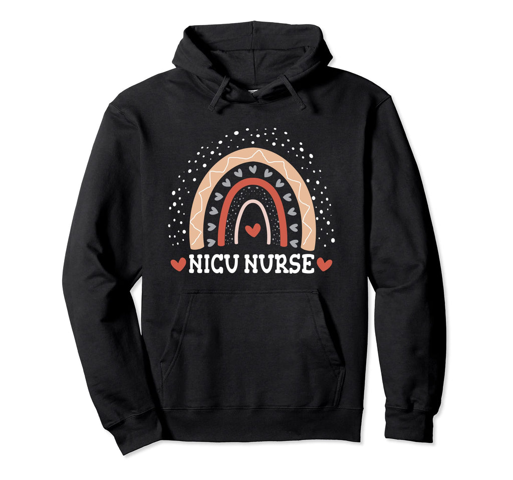Nicu Nurse Icu Neonatal Boho Rainbow Hoodie - Minimalist Print Men Women - T-Shirt, Sweatshirt, Hoodie