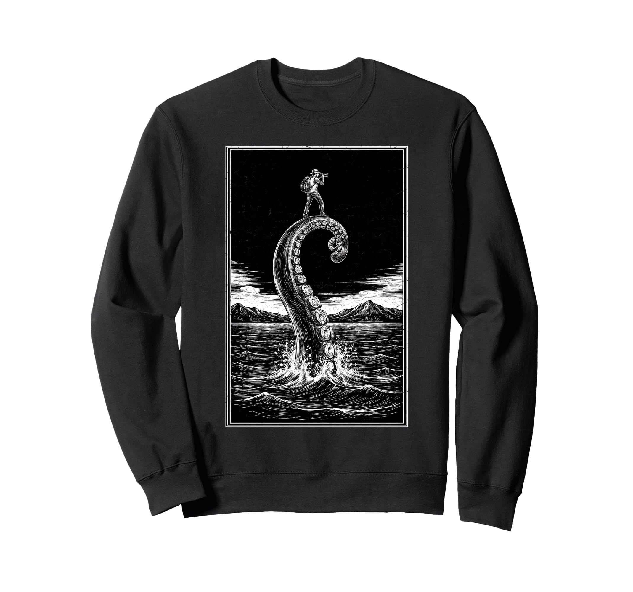 Photographer Octopus Moon Camera Sweatshirt - Unique Graphic for Adults - T-Shirt, Sweatshirt, Hoodie