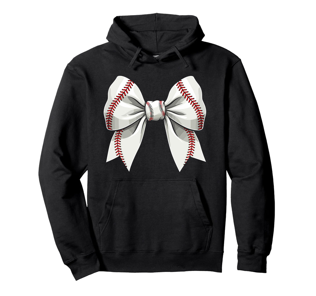 Baseball Coquette Bow Baseball Mom Hoodie - Minimalist Print for Adults - T-Shirt, Sweatshirt, Hoodie