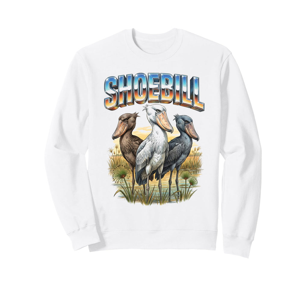Shoebill Stork 70S 90S Shoebill Sweatshirt - Fun Novelty Design Unisex - T-Shirt, Sweatshirt, Hoodie