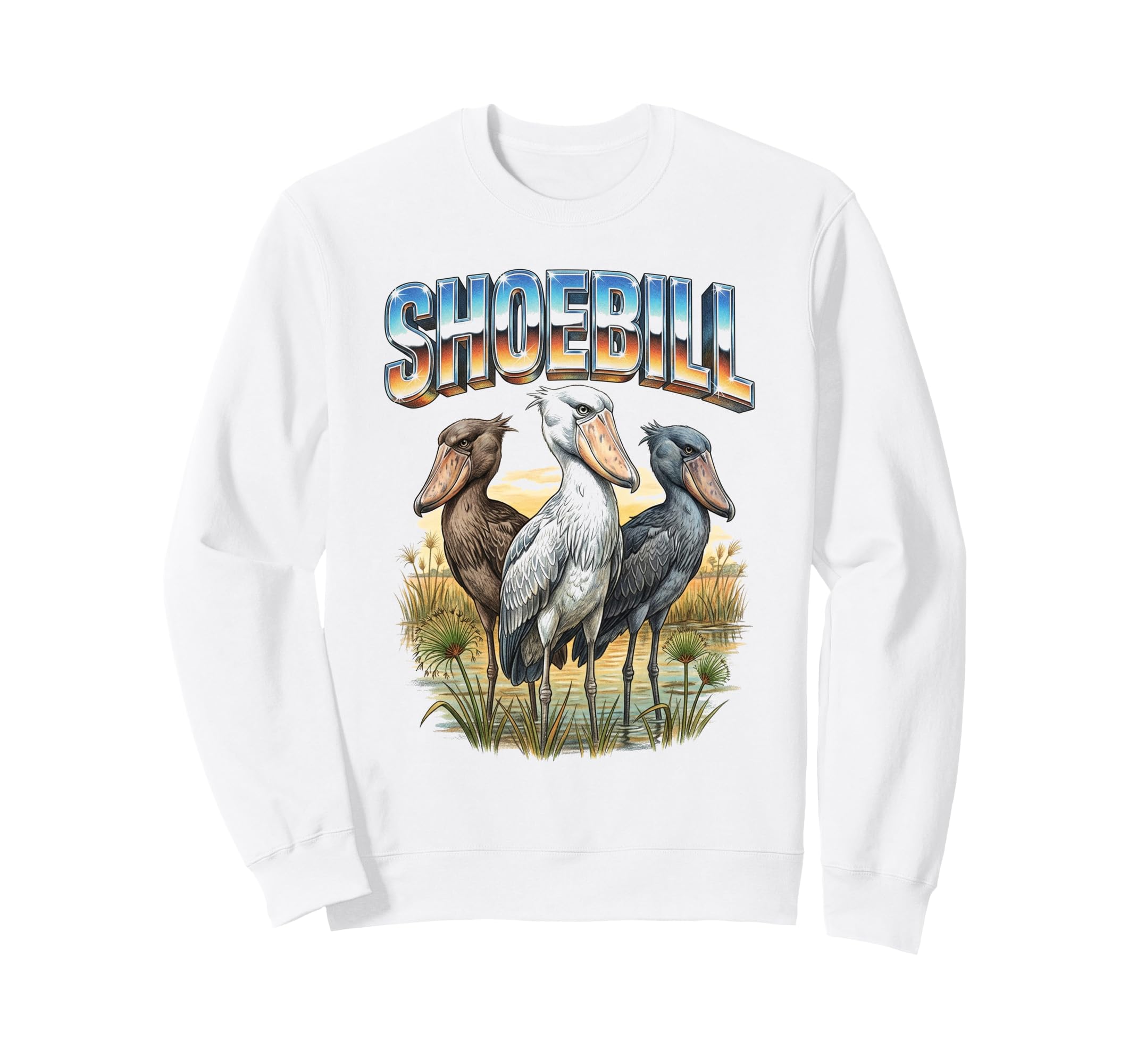 Shoebill Stork 70S 90S Shoebill Sweatshirt - Fun Novelty Design Unisex - T-Shirt, Sweatshirt, Hoodie