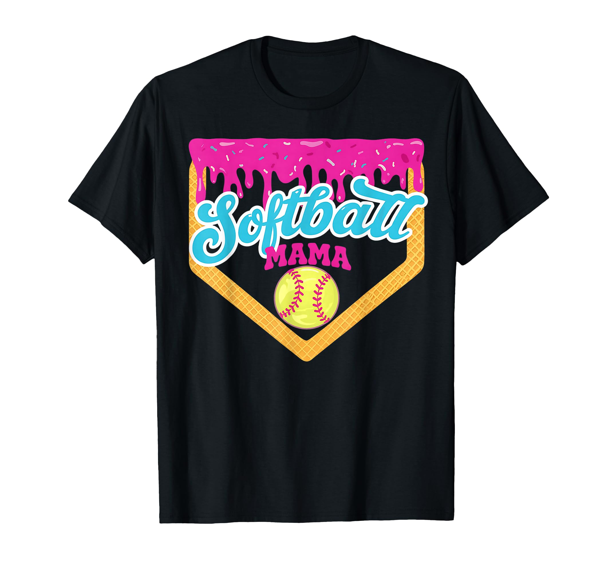 Softball Mama Drip Ice Cream Dripping Game T-Shirt - Unique Graphic Unisex - T-Shirt, Sweatshirt, Hoodie