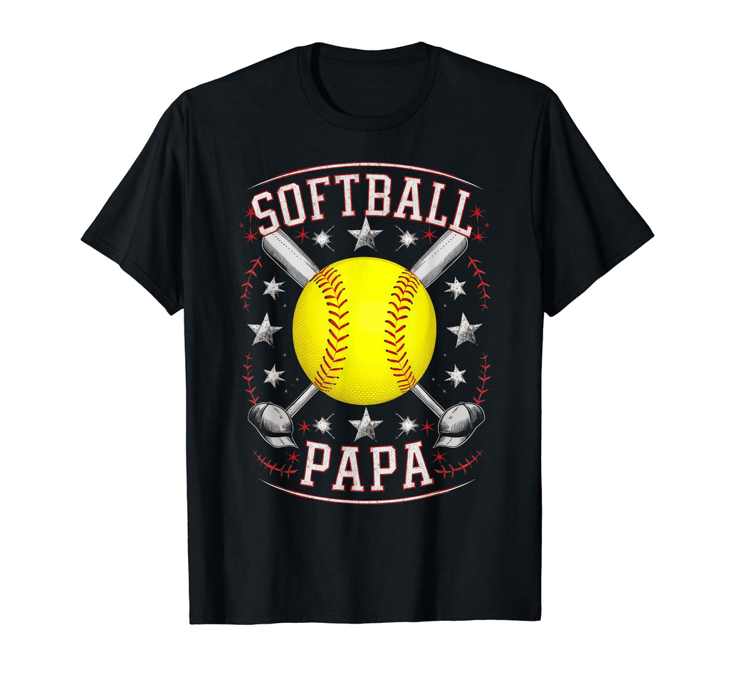 Mens Softball Papa Baseball Lover Dad T-Shirt - Graphic Print Unisex - T-Shirt, Sweatshirt, Hoodie