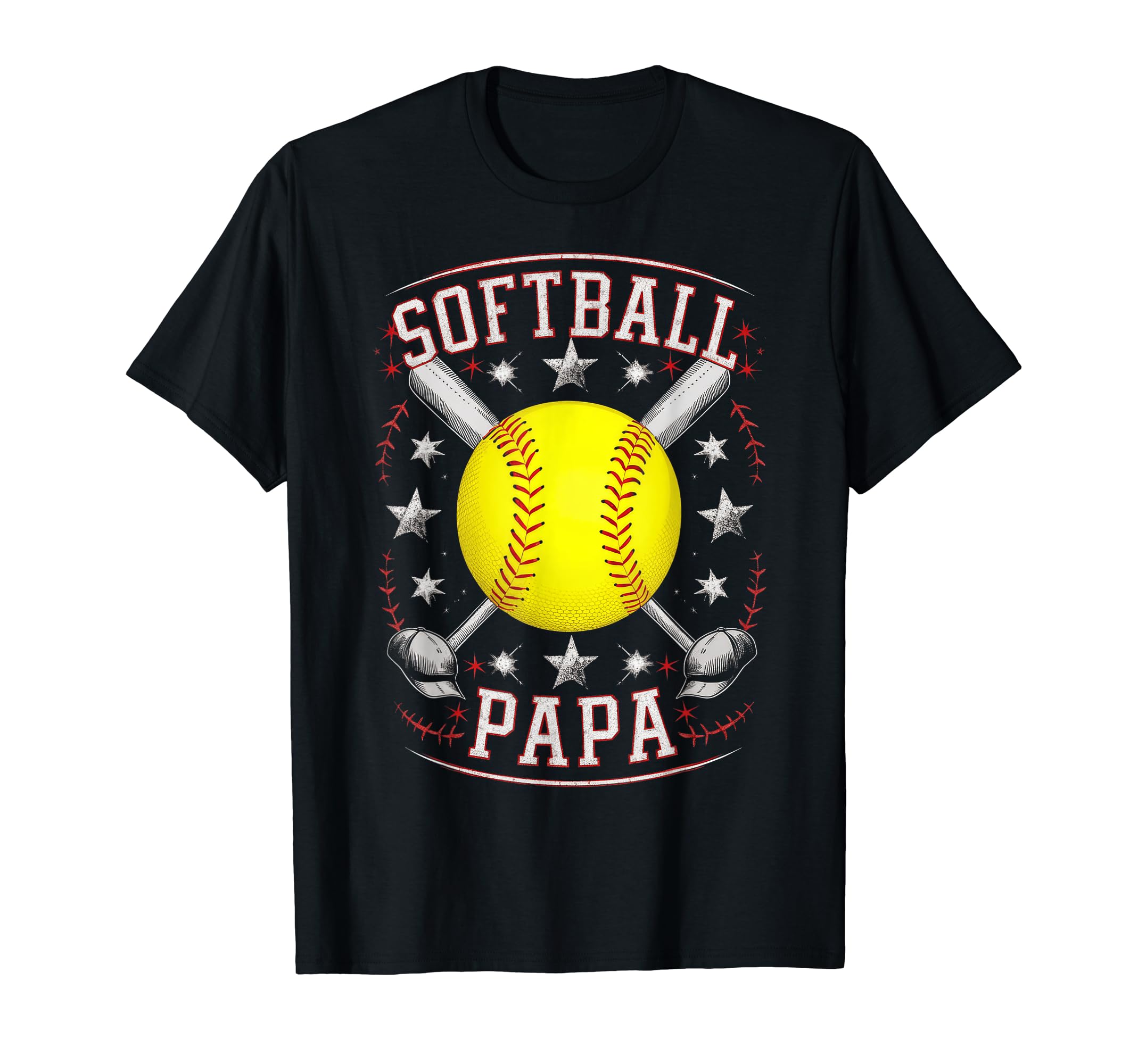 Mens Softball Papa Baseball Lover Dad T-Shirt - Graphic Print Unisex - T-Shirt, Sweatshirt, Hoodie