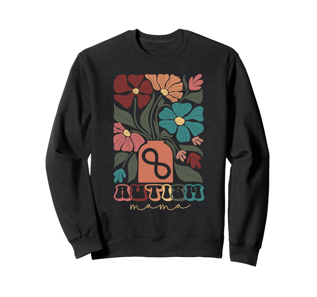 Autism Mama Boho Flowers Autism Mom Sweatshirt - Trendy Graphic for Adults - T-Shirt, Sweatshirt, Hoodie