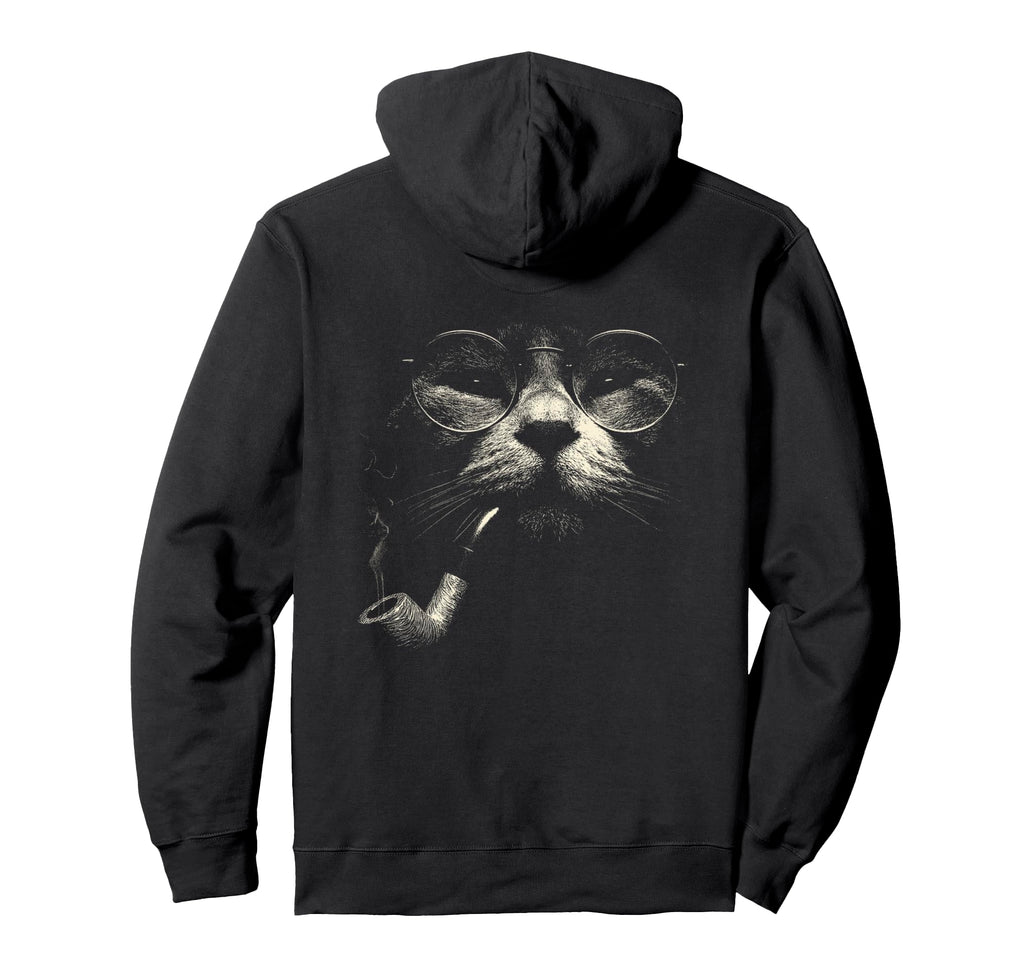Cat Smoking Pipe Glasses Meme Grunge 90S Hoodie - Unique Graphic Men Women - T-Shirt, Sweatshirt, Hoodie