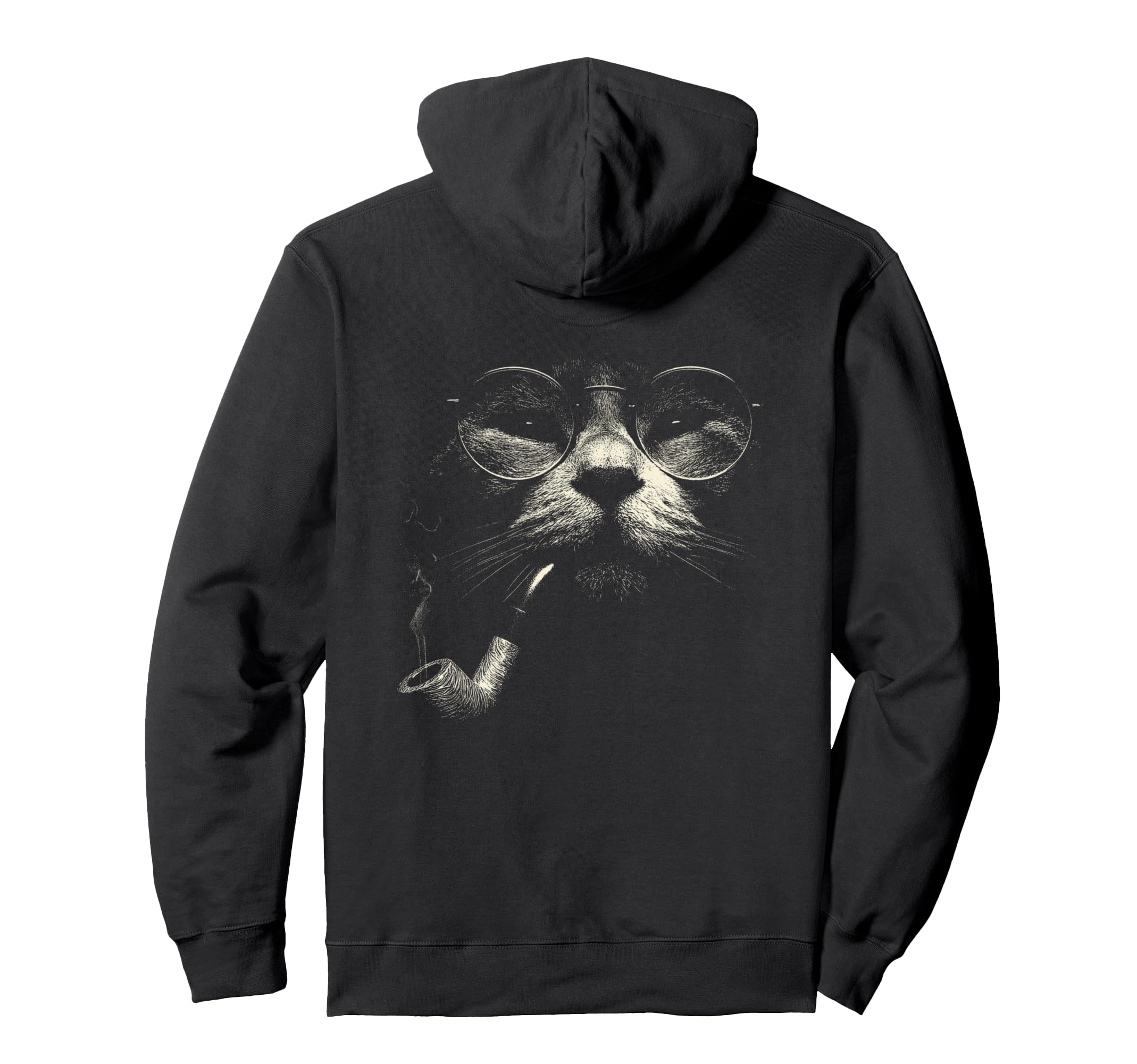 Cat Smoking Pipe Glasses Meme Grunge 90S Hoodie - Unique Graphic Men Women - T-Shirt, Sweatshirt, Hoodie