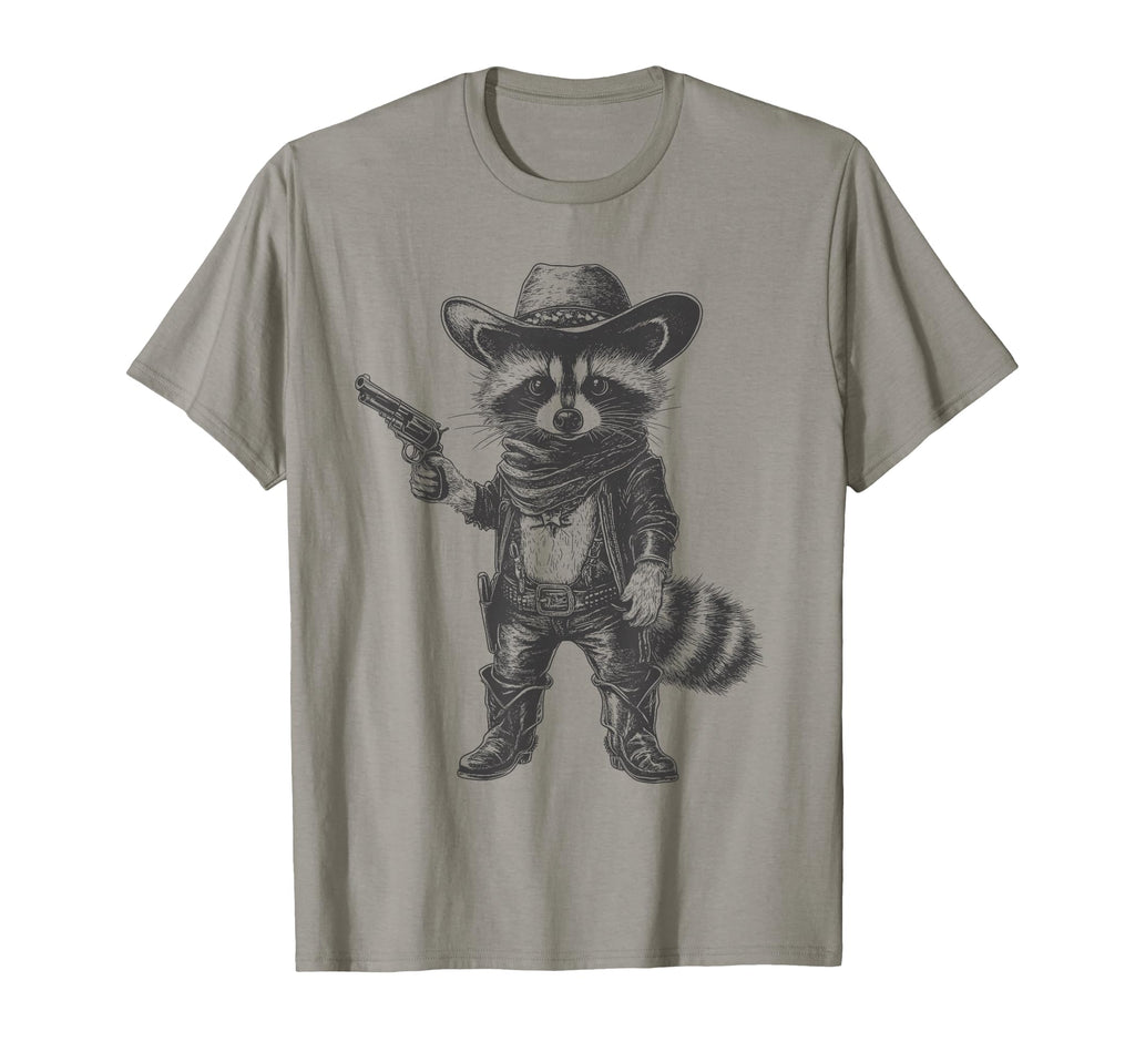 Raccoon Cowboy Hat Funny Western T-Shirt - Novelty Apparel for Adults - T-Shirt, Sweatshirt, Hoodie