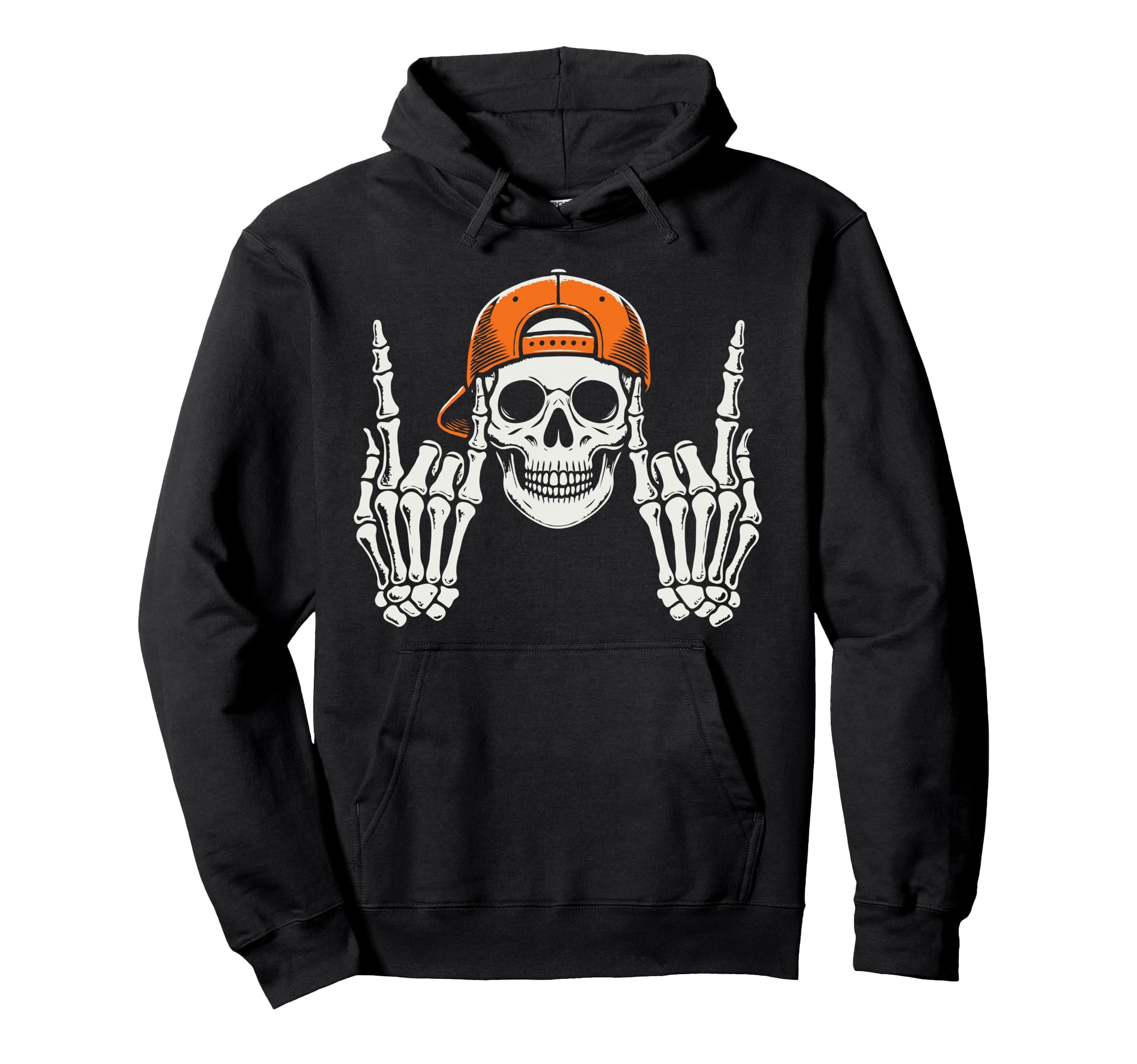 Skeleton Rocker Cap Skater Halloween Hoodie - Aesthetic Graphic for Adults - T-Shirt, Sweatshirt, Hoodie