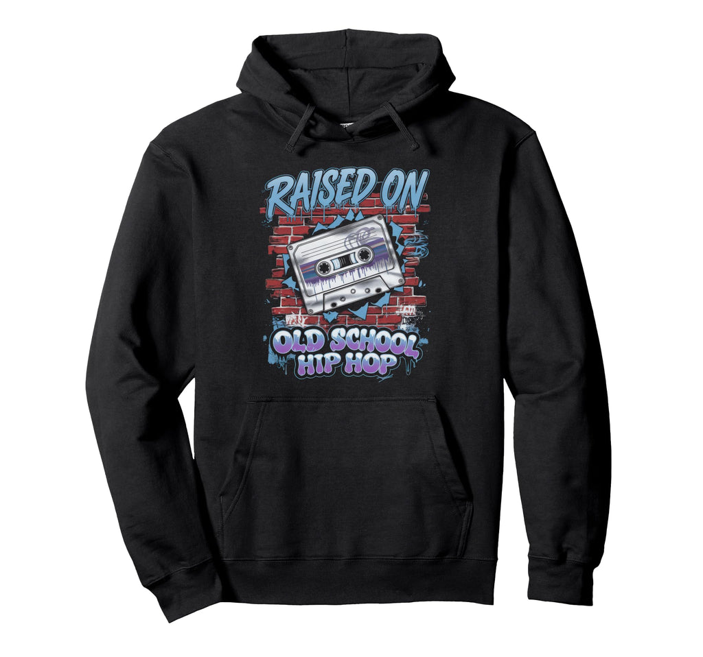 Raised Old School Hip Hop Cassette Hoodie - Trendy Graphic for Adults - T-Shirt, Sweatshirt, Hoodie