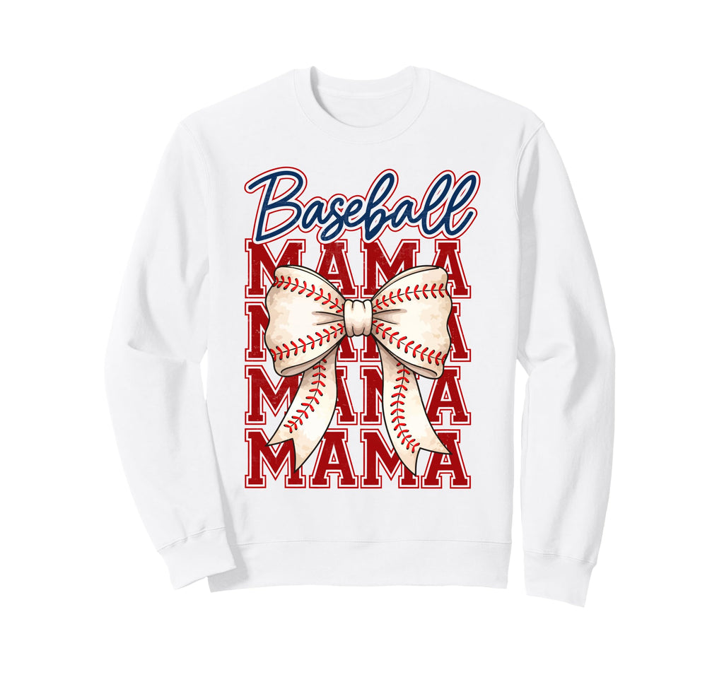 Baseball Mama Coquette Bow Sweatshirt - Streetwear Style for Adults - T-Shirt, Sweatshirt, Hoodie