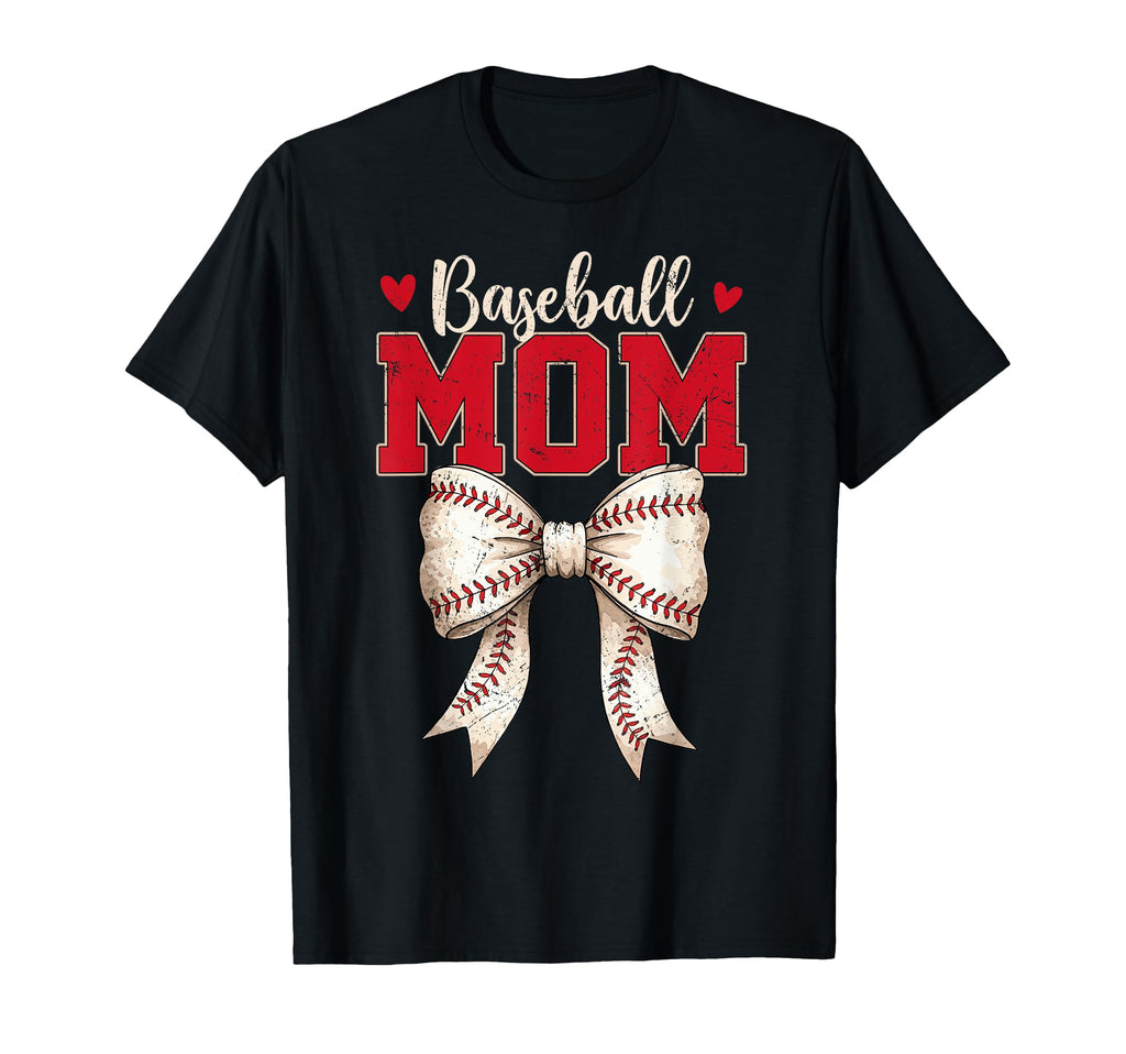 Baseball Mom Coquette Bow Game Day T-Shirt - Trendy Graphic for Adults - T-Shirt, Sweatshirt, Hoodie