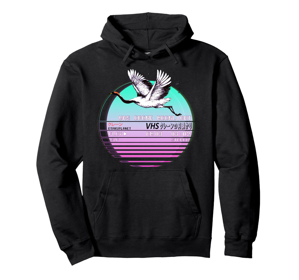 Japanese Crane Streetwear Vaporwave Hoodie - Novelty Apparel Men Women - T-Shirt, Sweatshirt, Hoodie
