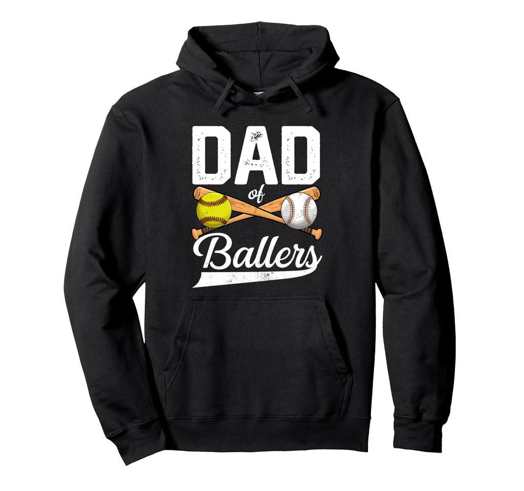 Dad Ballers Dad Baseball And Softball Hoodie - Minimalist Print for Adults - T-Shirt, Sweatshirt, Hoodie