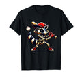 Raccoon Skeleton Baseball Halloween Slugger T-Shirt - Graphic Print Unisex - T-Shirt, Sweatshirt, Hoodie