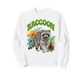 Raccoon Groovy Floral Raccoon Sweatshirt - Aesthetic Graphic for Adults - T-Shirt, Sweatshirt, Hoodie