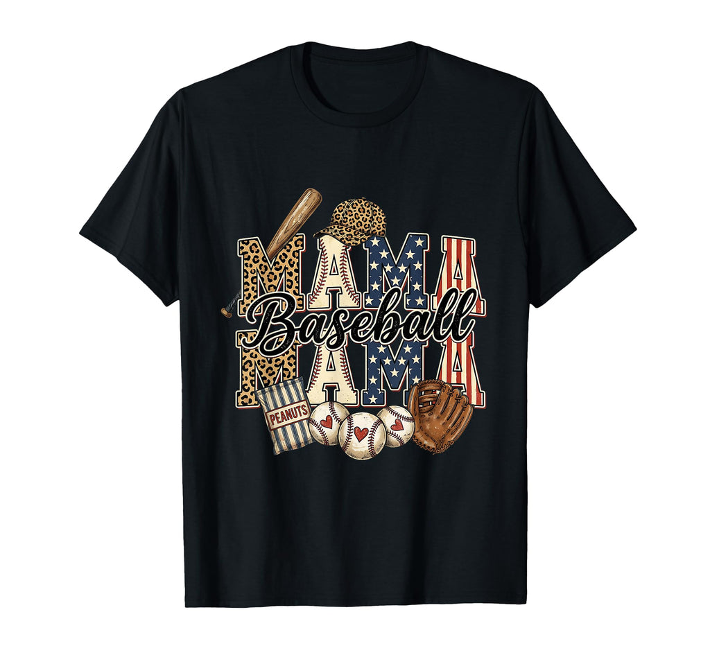 Mama Baseball Leopard Usa Sports Mom T-Shirt - Unique Graphic for Adults - T-Shirt, Sweatshirt, Hoodie