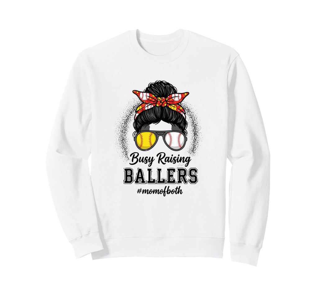 Mom Busy Raising Ballers Mom Sweatshirt - Aesthetic Graphic for Adults - T-Shirt, Sweatshirt, Hoodie