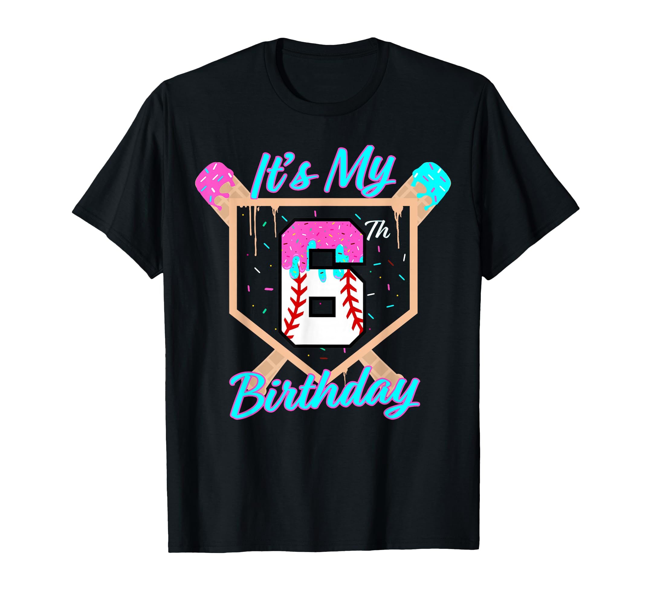 Baseball 6 Year Old Ice Cream Drip 6Th T-Shirt - Unique Graphic Men Women - T-Shirt, Sweatshirt, Hoodie