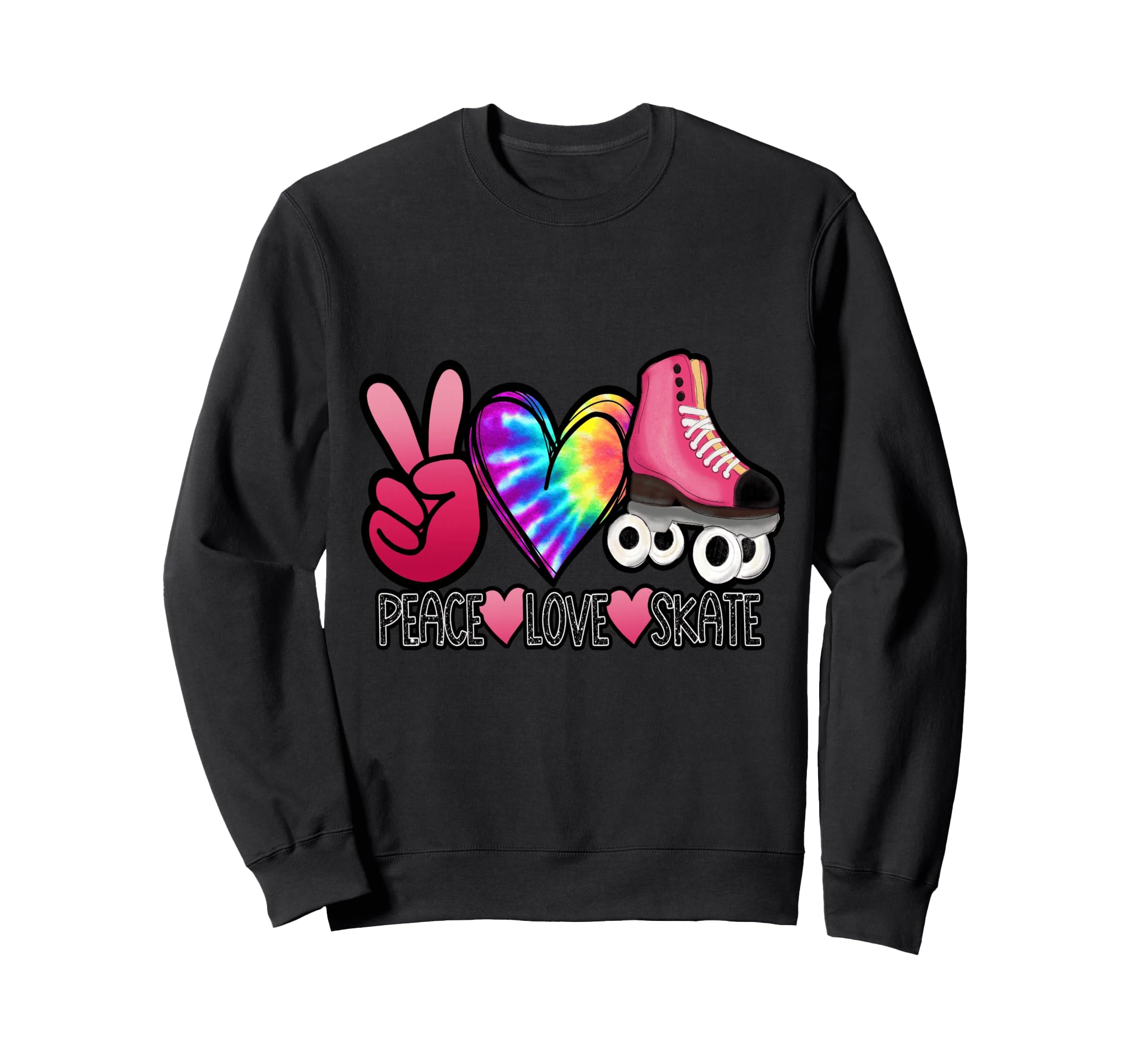 Peace Love Skate Roller Skating Sweatshirt - Unique Graphic for Adults - T-Shirt, Sweatshirt, Hoodie