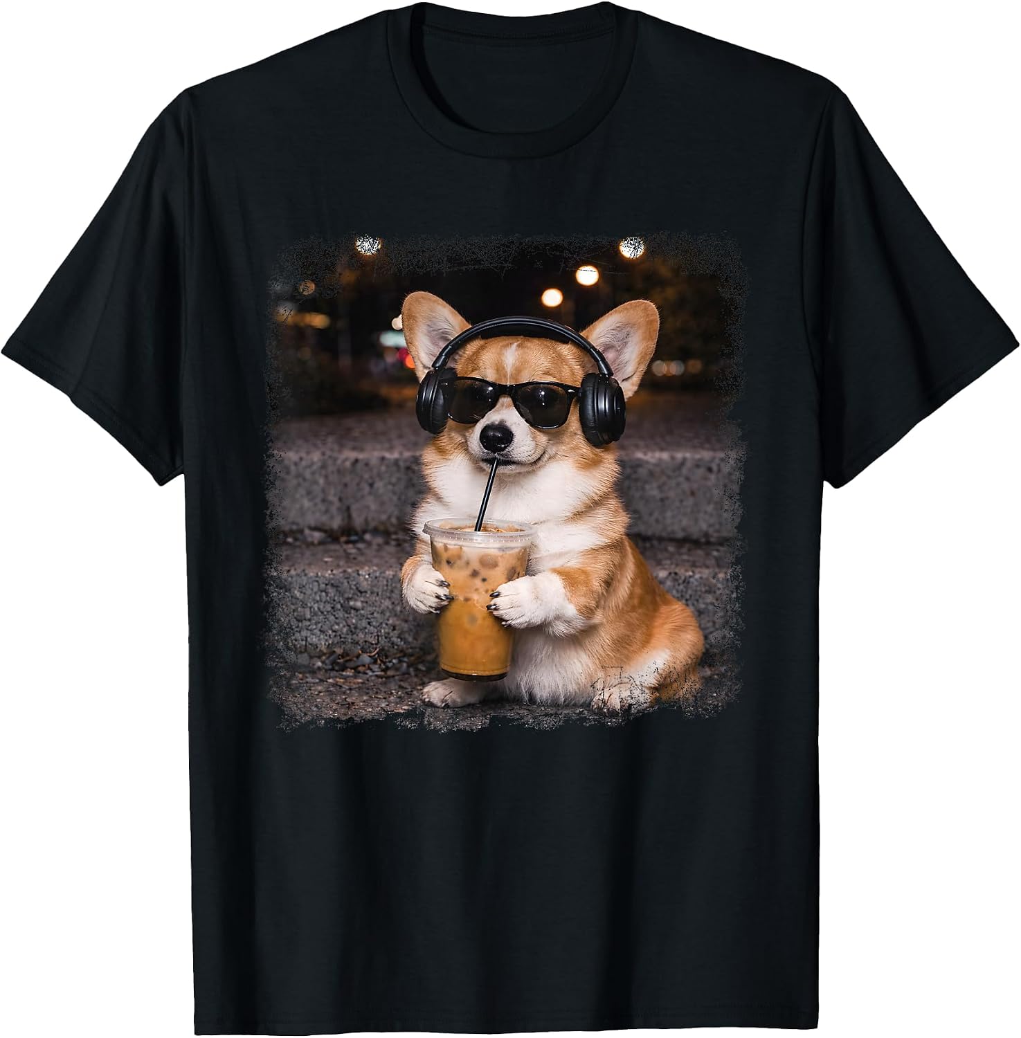 Funny Corgi Drinking Iced Coffee Dog - Adult & Kids T-Shirts, Sweatshirts & Hoodies apparel design preview 1