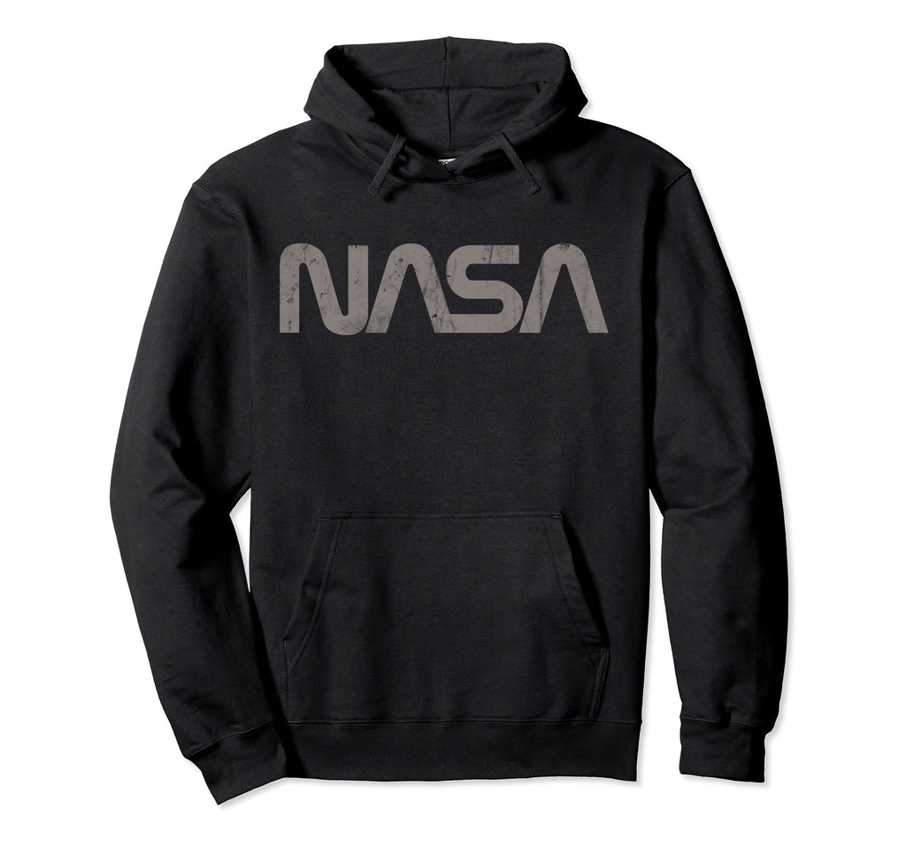 Nasa Worm Logo Distressed Hoodie - Minimalist Print for Adults - T-Shirt, Sweatshirt, Hoodie