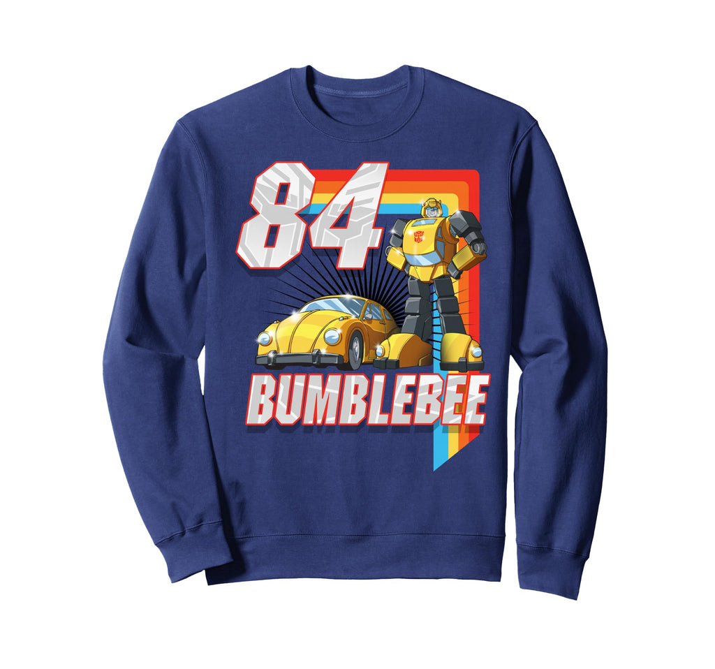 Transformers Bumblebee 84 Rainbow Stripe Sweatshirt - Trendy Graphic Unisex - T-Shirt, Sweatshirt, Hoodie