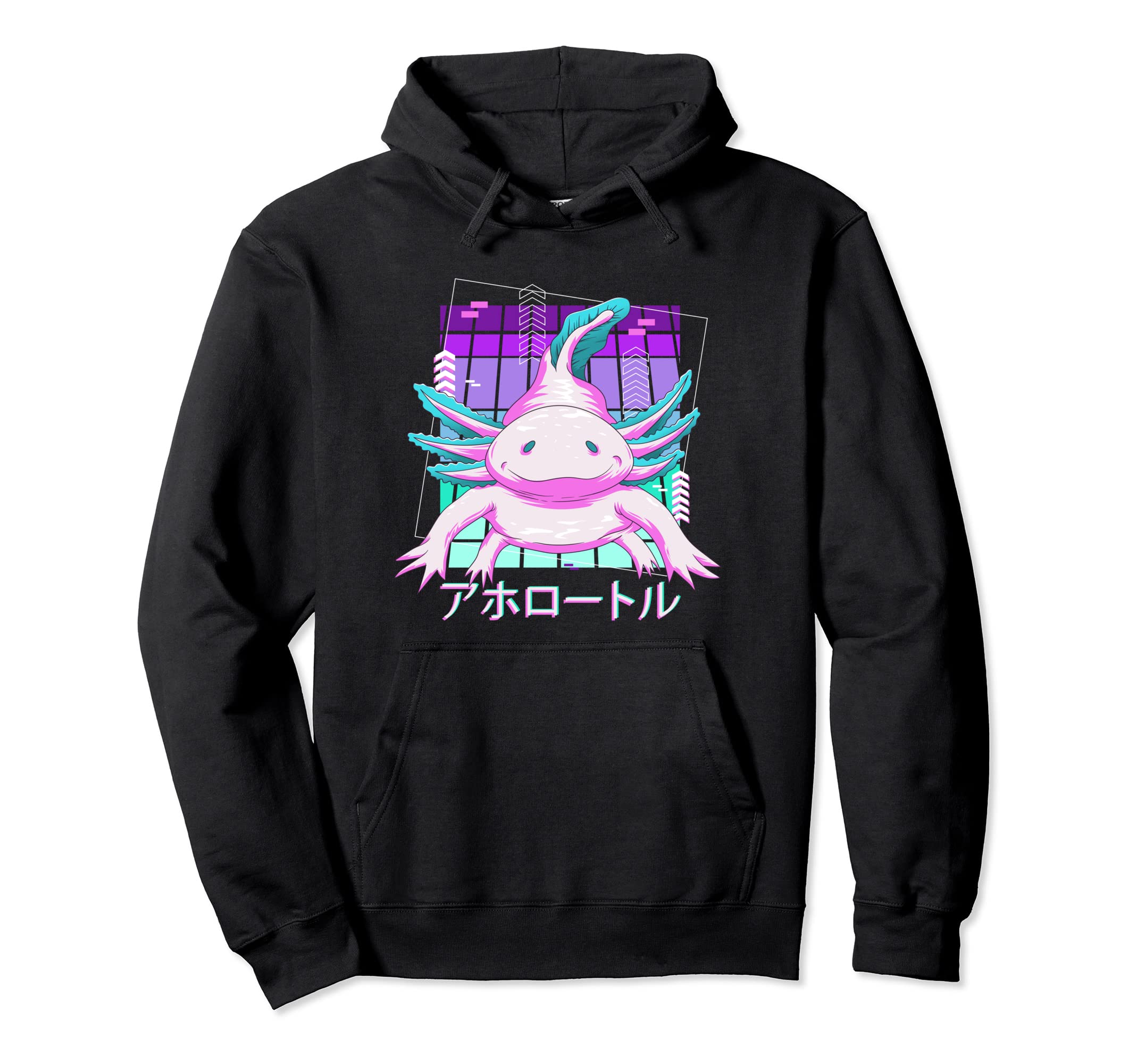 Axolotl Vaporwave Aesthetic 90S Hoodie - Aesthetic Graphic for Adults - T-Shirt, Sweatshirt, Hoodie
