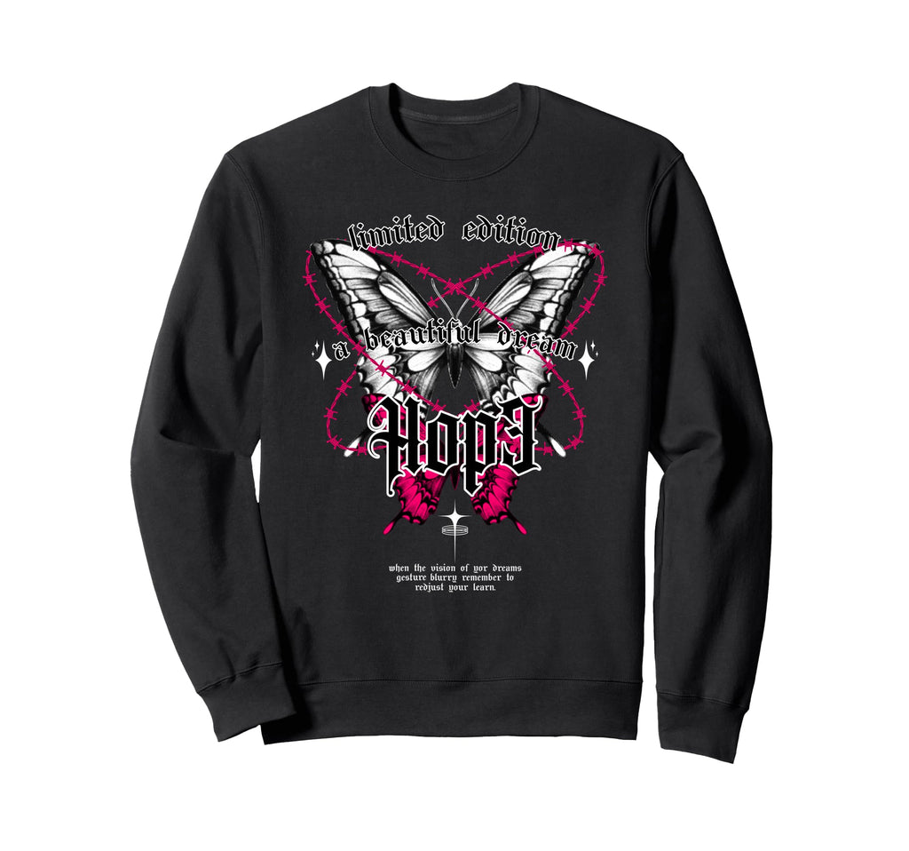 Butterfly Hope Y2K Grunge Sweatshirt - Casual Everyday Wear Unisex - T-Shirt, Sweatshirt, Hoodie