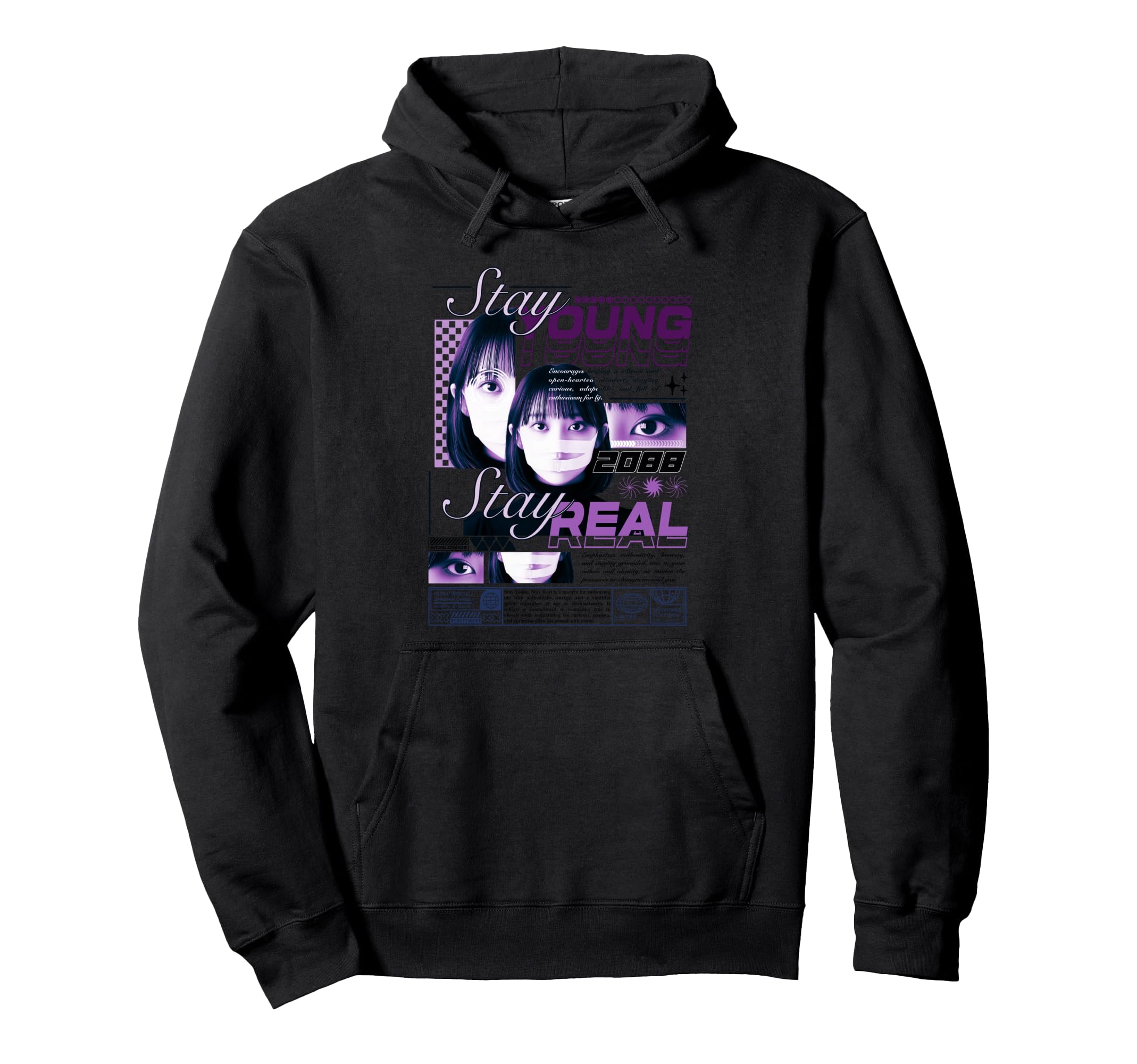 Y2K Stay Young Bold Urban Graffiti Hoodie - Graphic Print Men Women - T-Shirt, Sweatshirt, Hoodie
