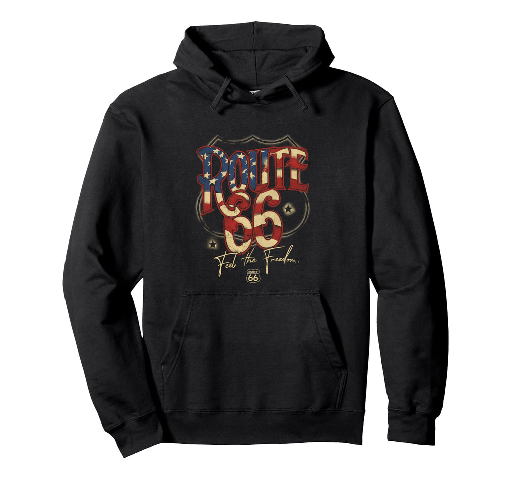 Route 66 Us Flag Text Hoodie - Custom Art Print for Adults - T-Shirt, Sweatshirt, Hoodie