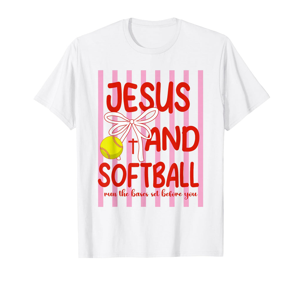 Jesus And Softball Coquette Game Day T-Shirt - Aesthetic Graphic Unisex - T-Shirt, Sweatshirt, Hoodie