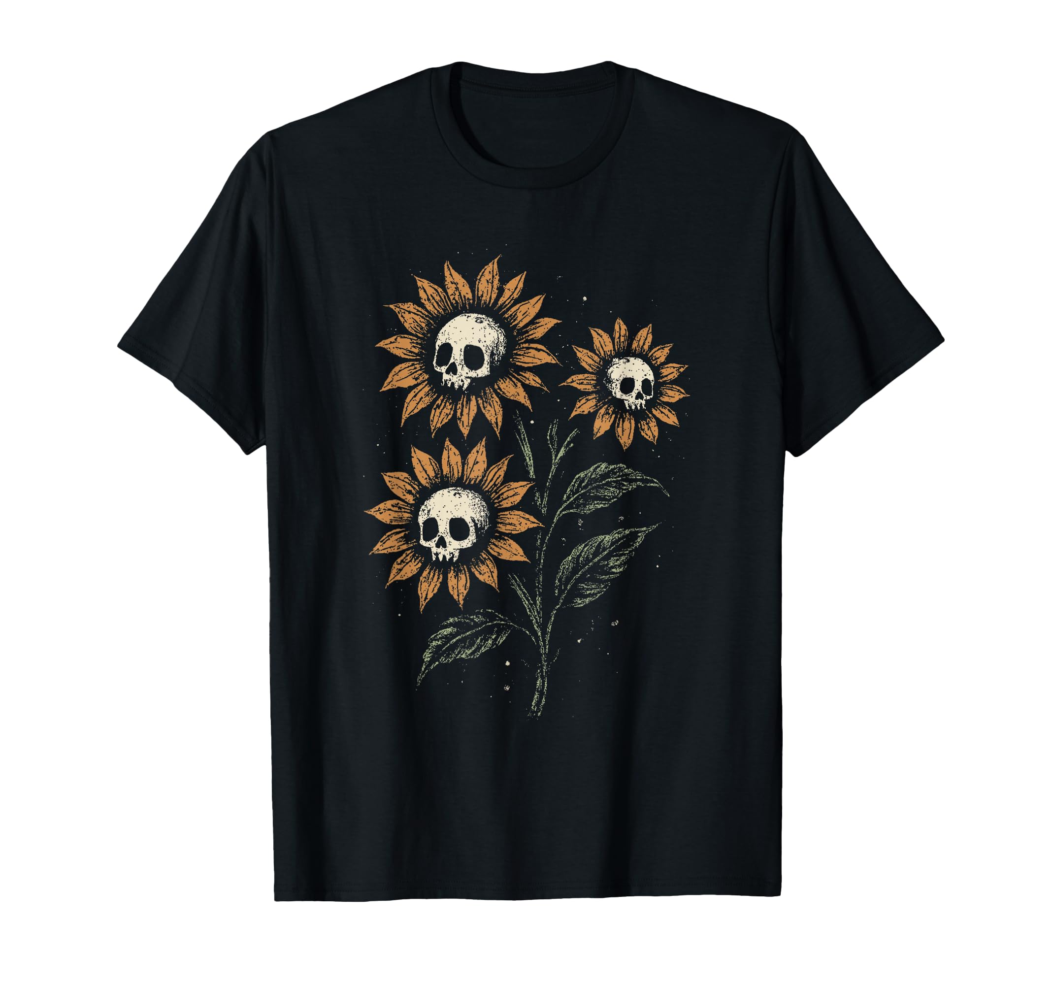Skull Sunflowers Gothic Goth Creepy T-Shirt - Novelty Apparel for Adults - T-Shirt, Sweatshirt, Hoodie