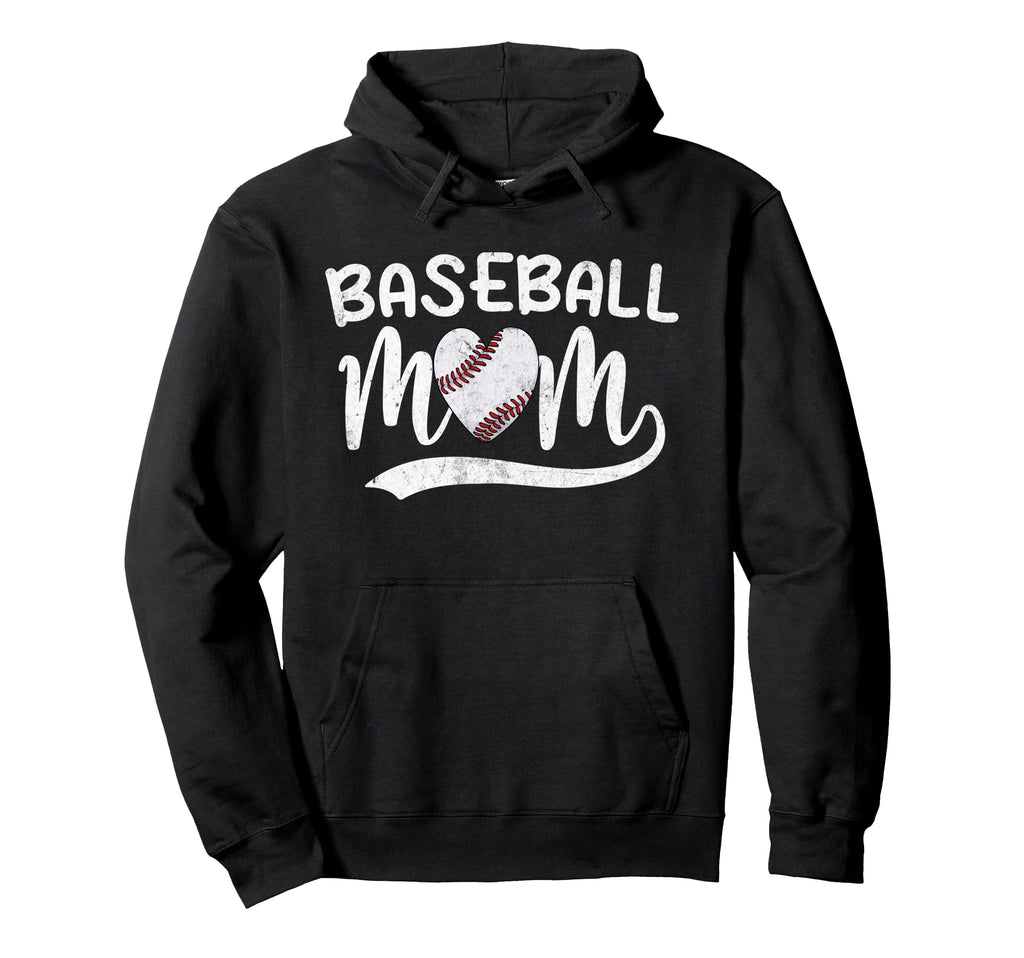 Baseball Mom Mama Funny Baseball Heart Hoodie - Trendy Graphic for Adults - T-Shirt, Sweatshirt, Hoodie