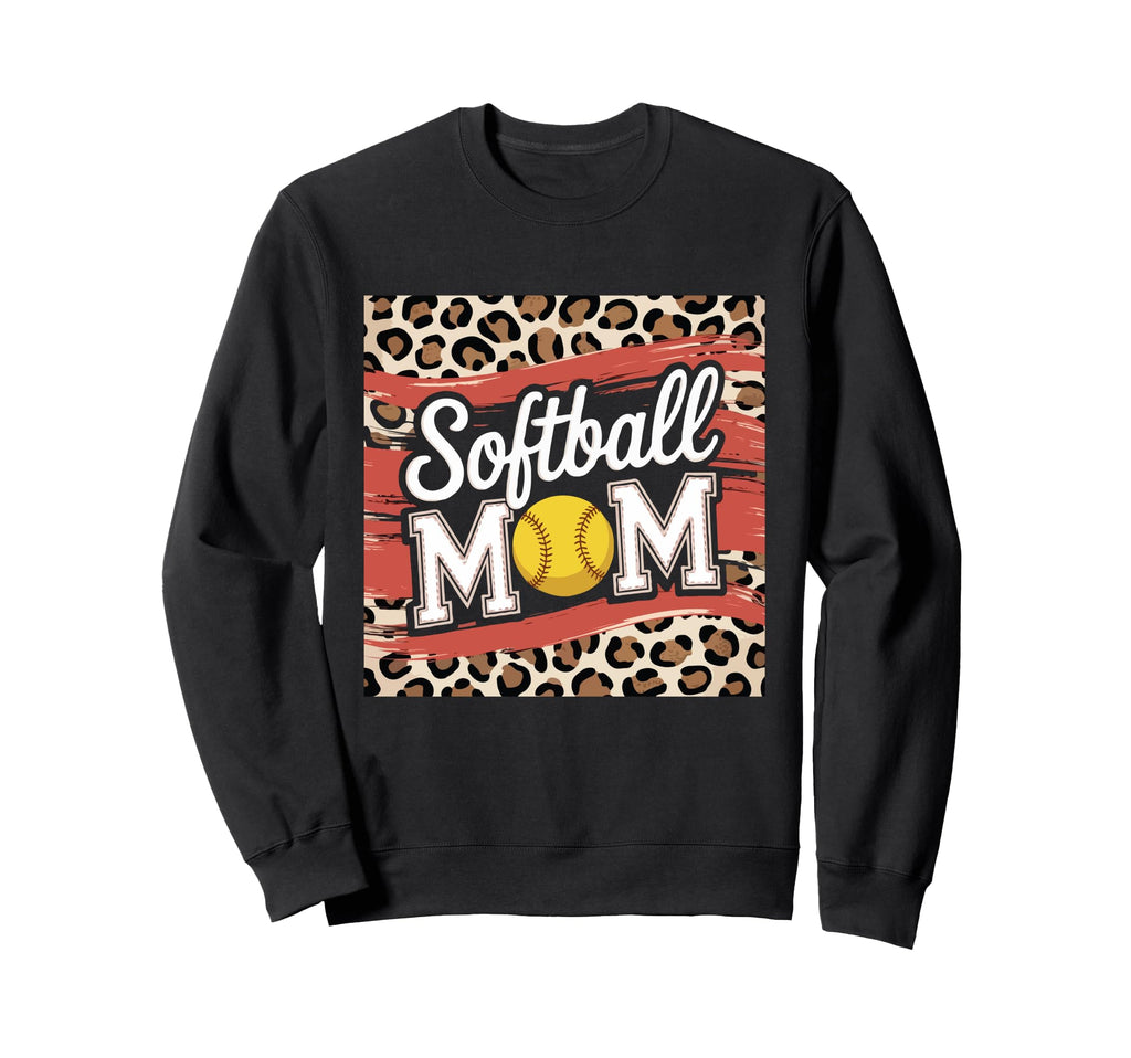 Softball Mom Leopard Funny Baseball Mom Sweatshirt - Graphic Print Unisex - T-Shirt, Sweatshirt, Hoodie