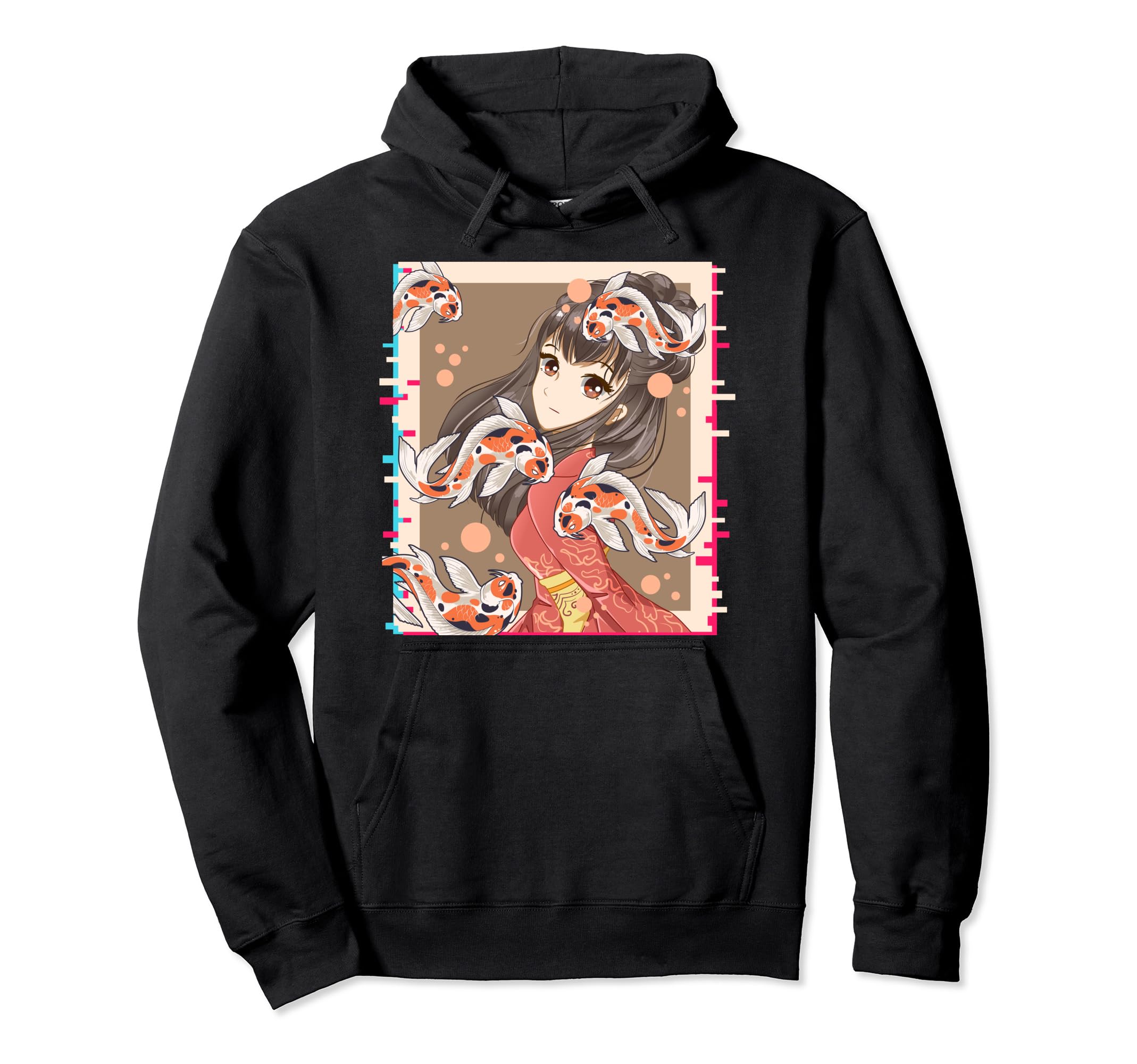 Vaporwave Glitch Aesthetic Anime Koi Hoodie - Streetwear Style for Adults - T-Shirt, Sweatshirt, Hoodie