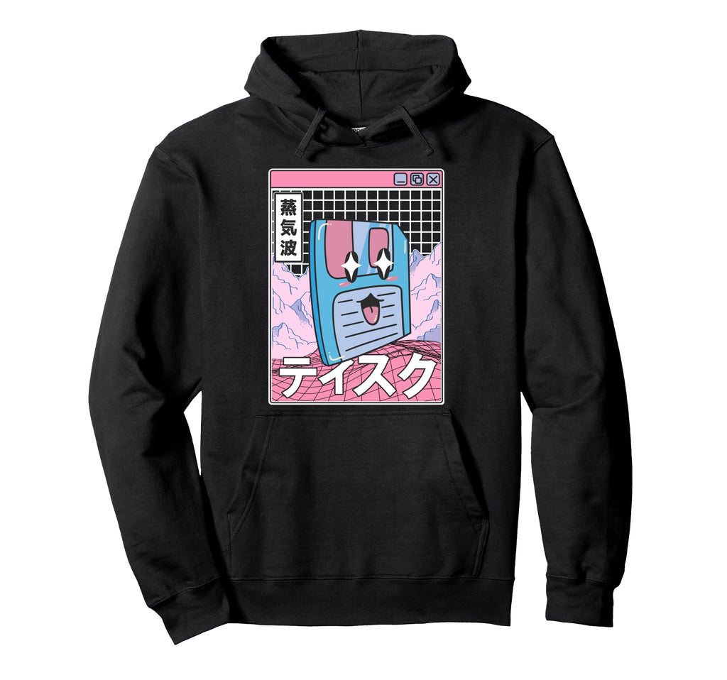 Floppy Disk Kawaii Grid Vaporwave Hoodie - Custom Art Print for Adults - T-Shirt, Sweatshirt, Hoodie