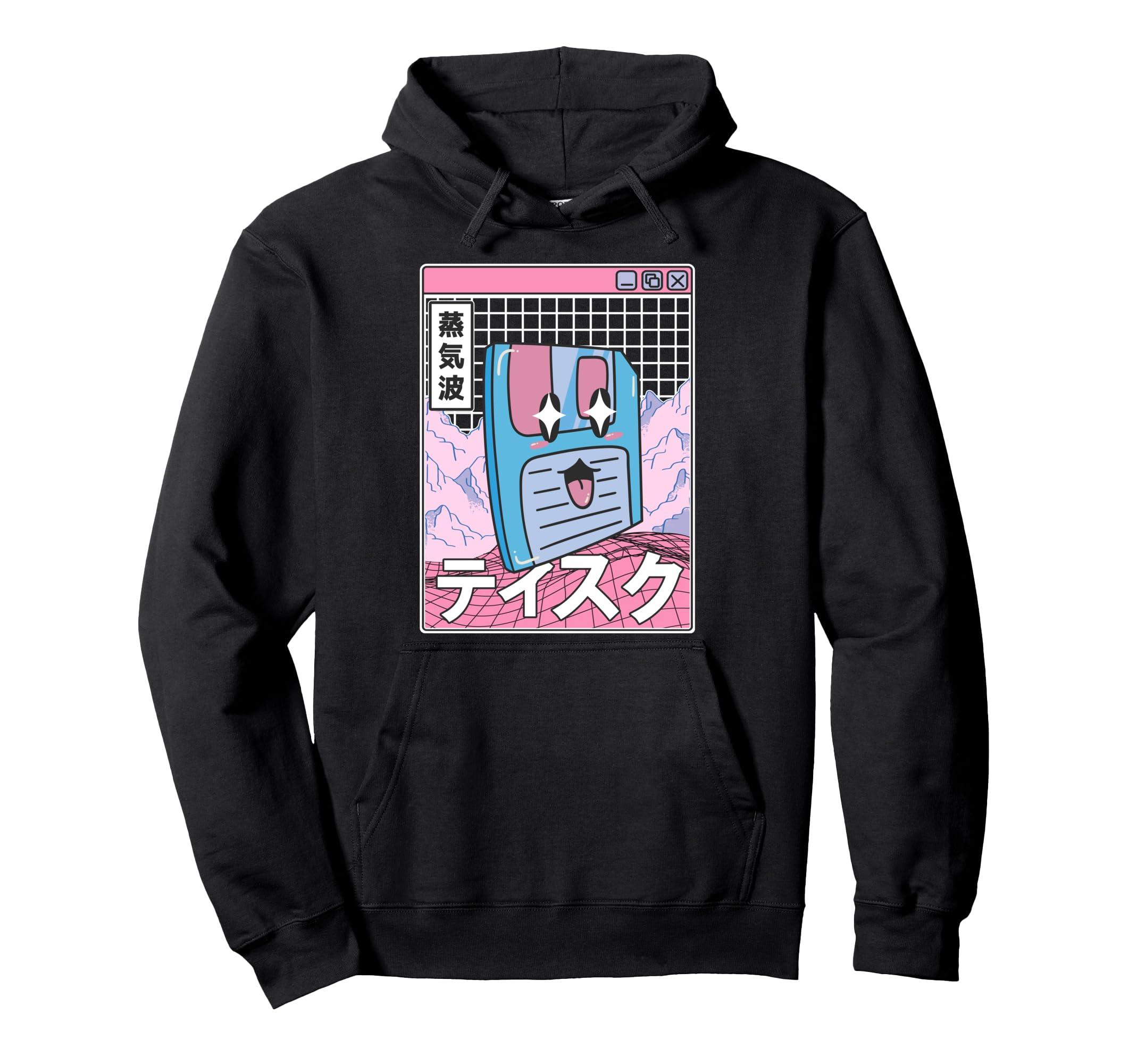 Floppy Disk Kawaii Grid Vaporwave Hoodie - Custom Art Print for Adults - T-Shirt, Sweatshirt, Hoodie