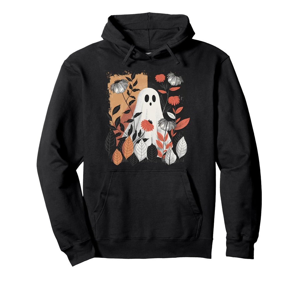 Ghost Spooky Scary Season Boho Floral Hoodie - Unique Graphic Unisex - T-Shirt, Sweatshirt, Hoodie