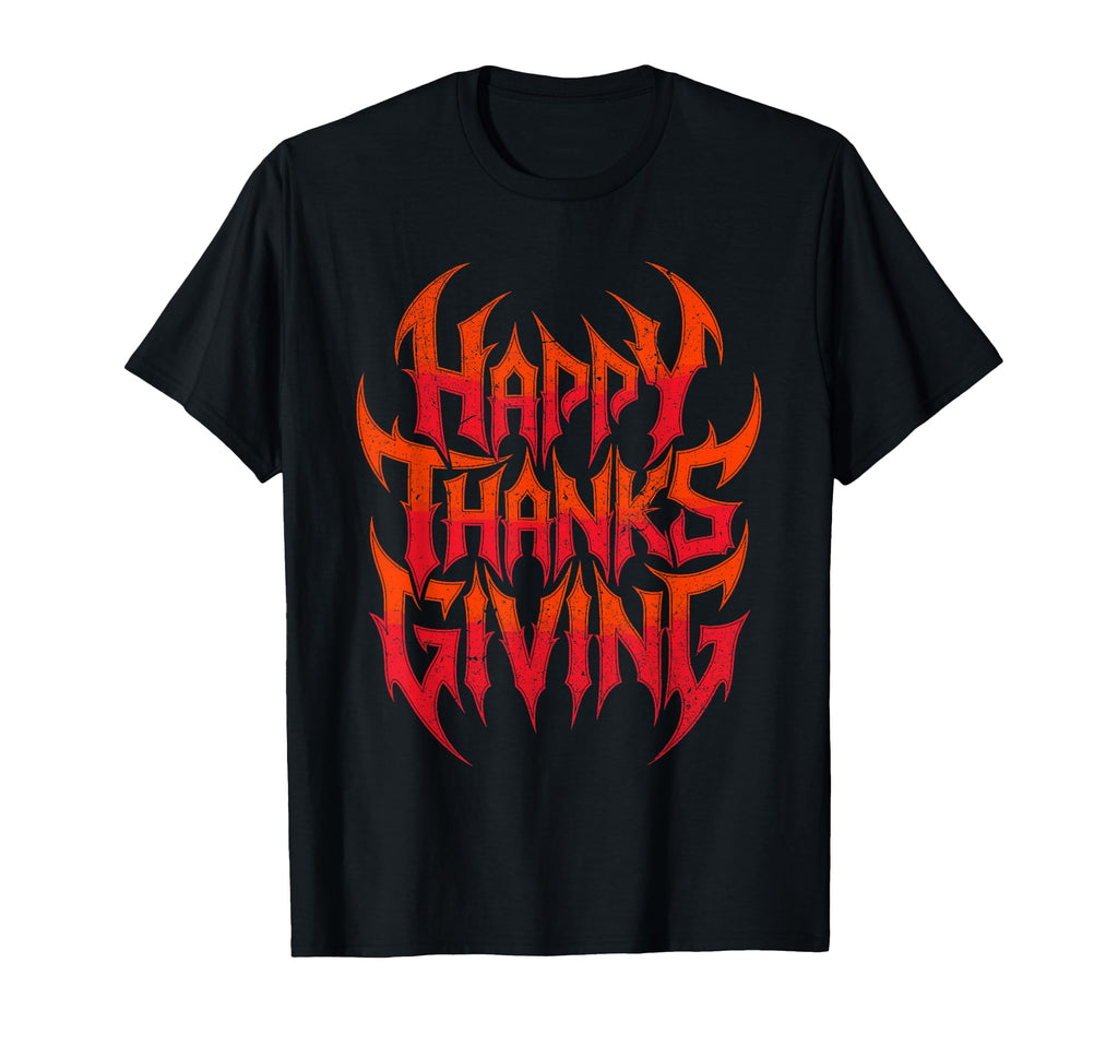 Happy Thanksgiving Heavy Metal Rock T-Shirt - Aesthetic Graphic Unisex - T-Shirt, Sweatshirt, Hoodie