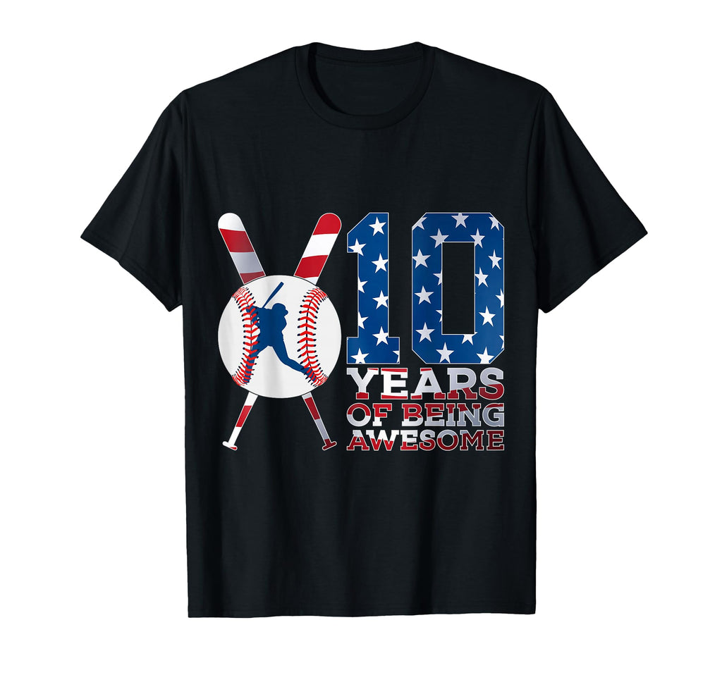 10 Years Being Awesome Baseball 10Th T-Shirt - Trendy Graphic Unisex - T-Shirt, Sweatshirt, Hoodie