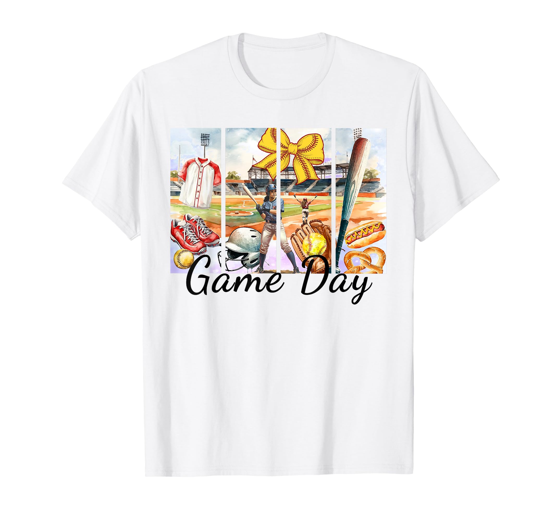 Softball Watercolor Game Day Softball Mom T-Shirt - Graphic Print Unisex - T-Shirt, Sweatshirt, Hoodie