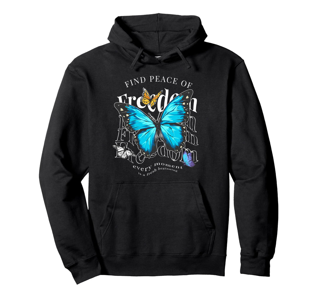 Butterfly Freedom Y2K Grunge Aesthetic Hoodie - Casual Everyday Wear Unisex - T-Shirt, Sweatshirt, Hoodie