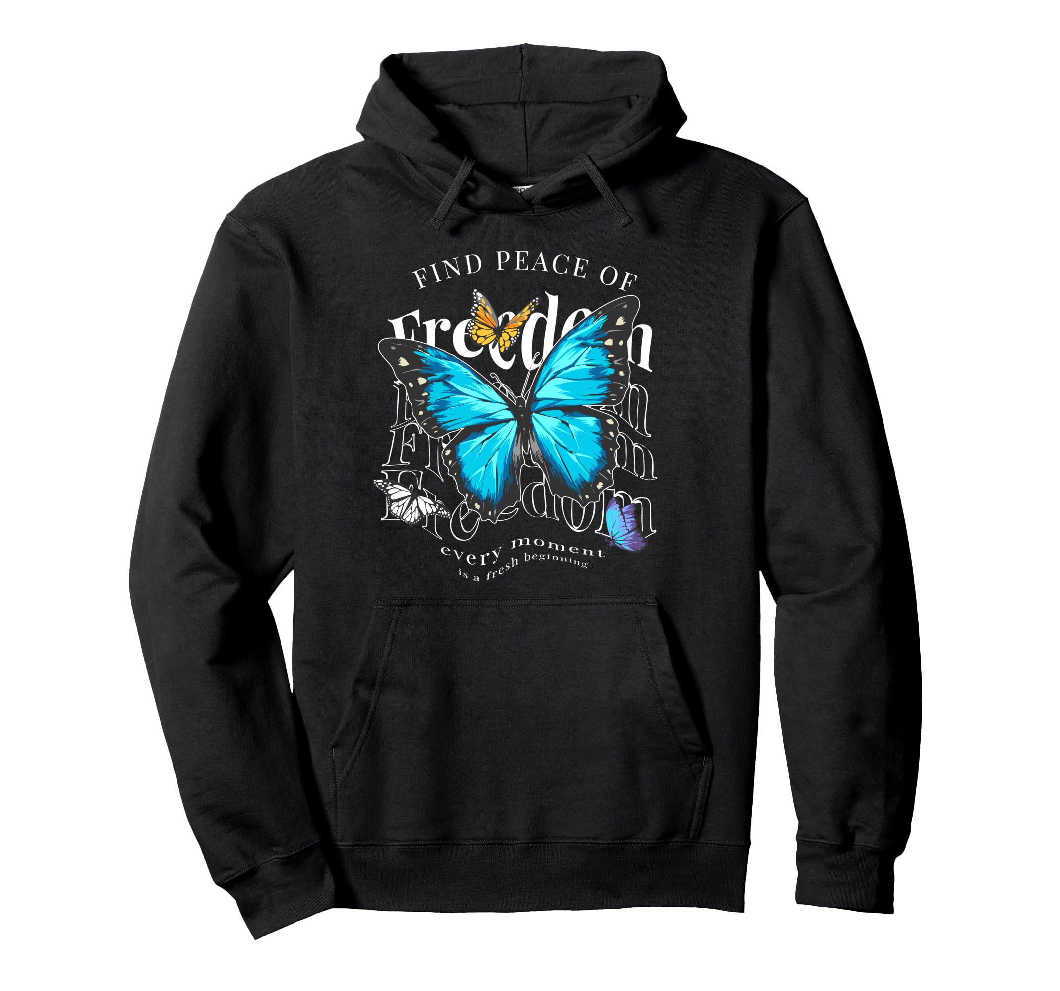 Butterfly Freedom Y2K Grunge Aesthetic Hoodie - Casual Everyday Wear Unisex - T-Shirt, Sweatshirt, Hoodie
