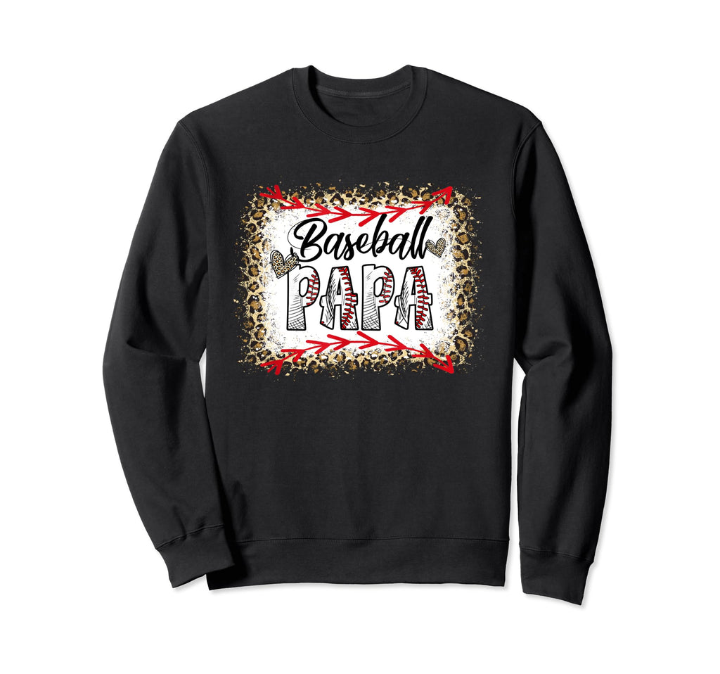 Funny Baseball Papa Leopard Sweatshirt - Casual Everyday Wear for Adults - T-Shirt, Sweatshirt, Hoodie