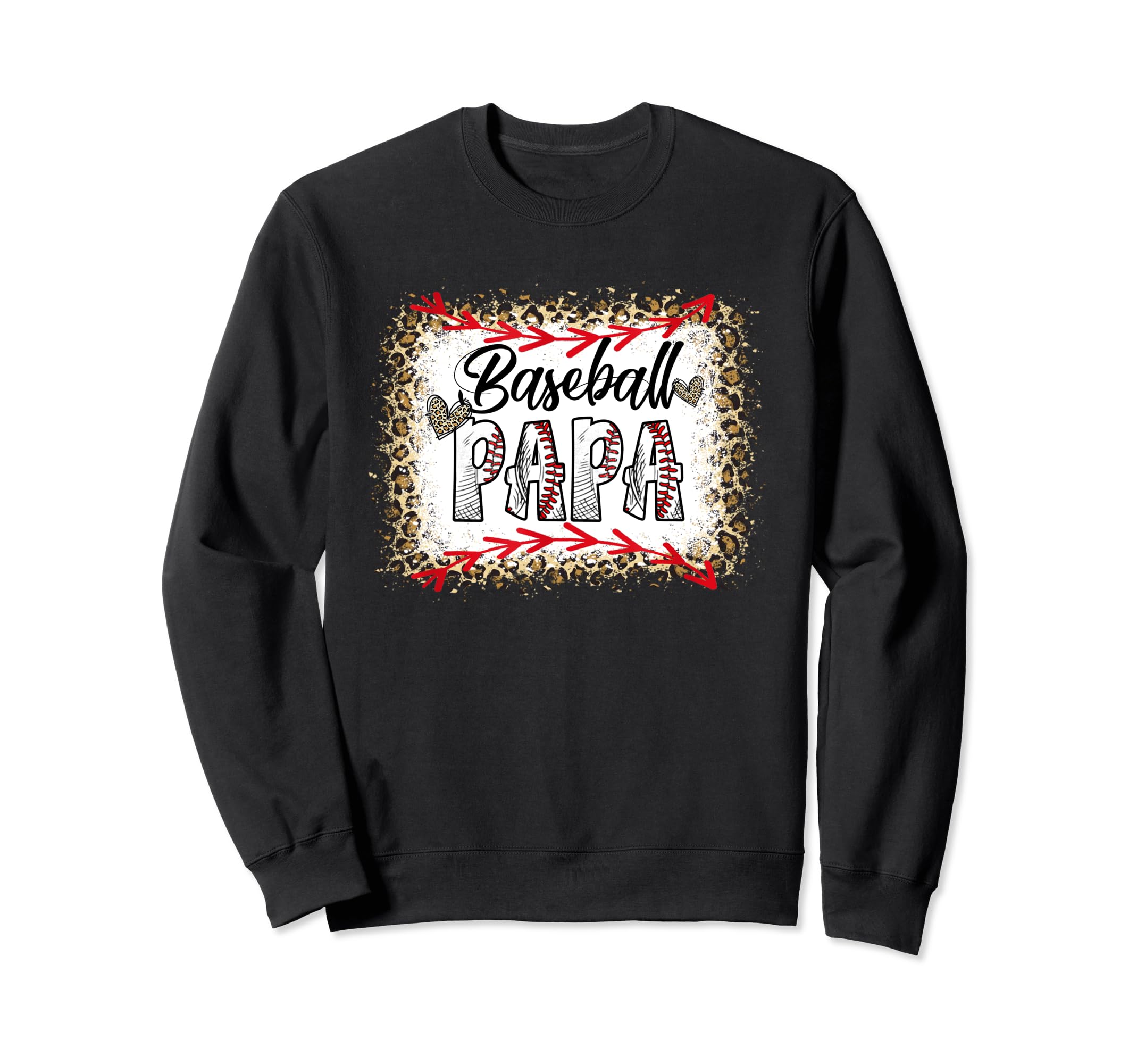Funny Baseball Papa Leopard Sweatshirt - Casual Everyday Wear for Adults - T-Shirt, Sweatshirt, Hoodie