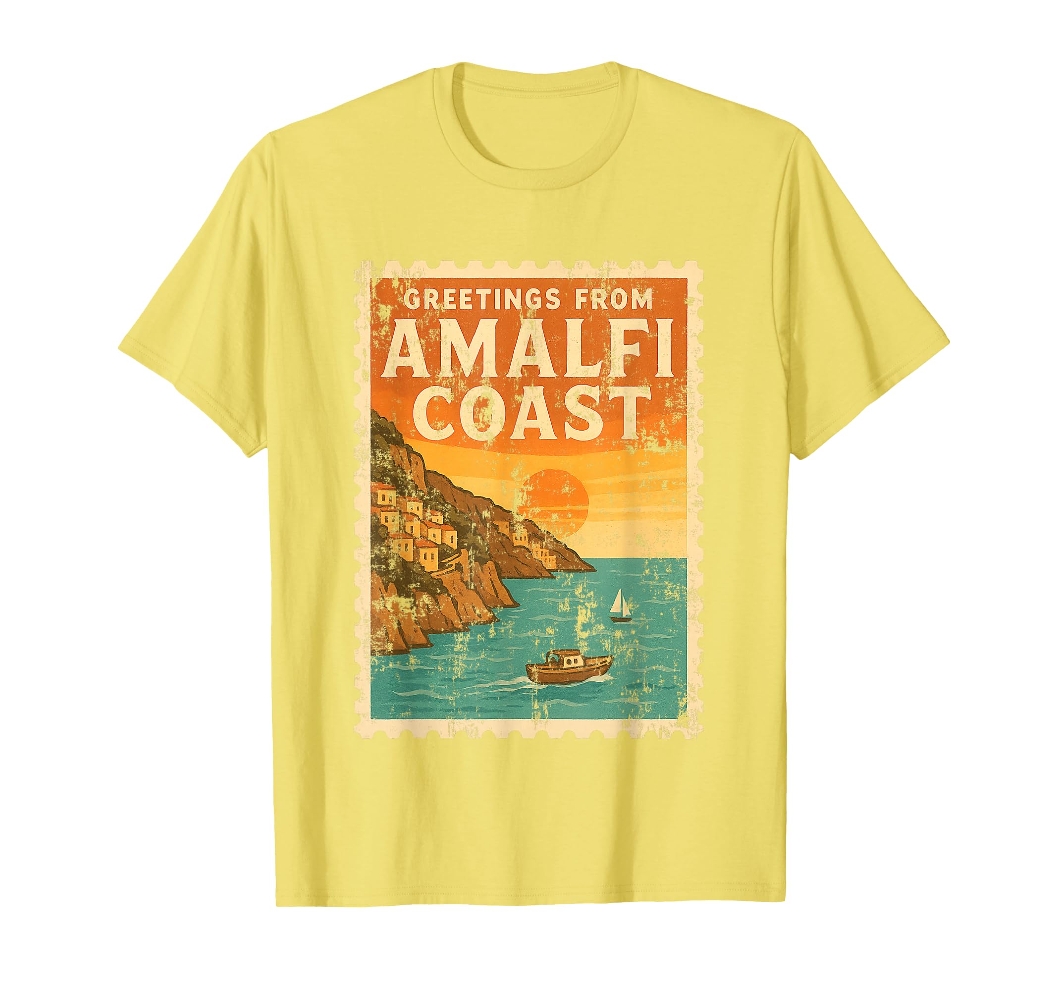 Amalfi Coast Sunset Italy Postcard T-Shirt - Graphic Print for Adults - T-Shirt, Sweatshirt, Hoodie
