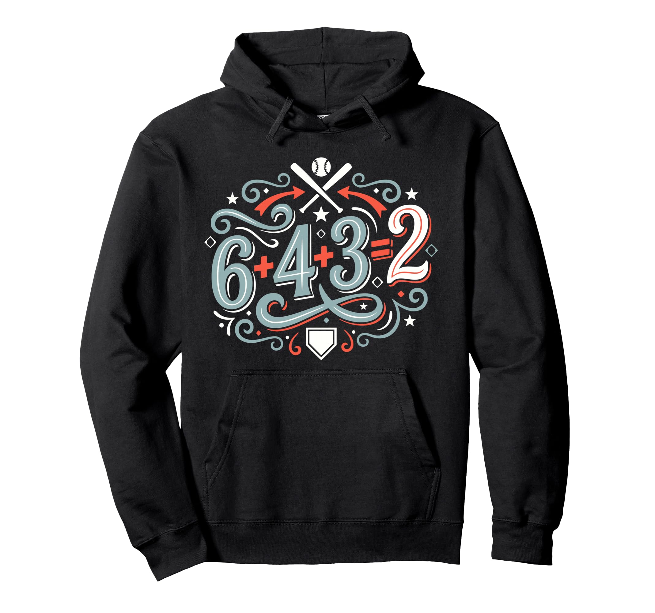 6 4 3 Double Play Funny Baseball Math Hoodie - Trendy Graphic Men Women - T-Shirt, Sweatshirt, Hoodie