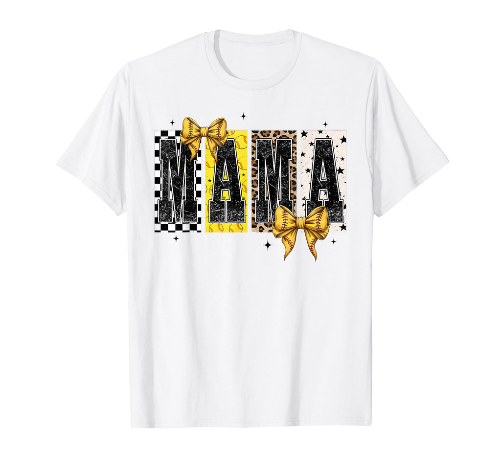 Softball Mama Leopard Coquette Bow Game T-Shirt - Unique Graphic Unisex - T-Shirt, Sweatshirt, Hoodie