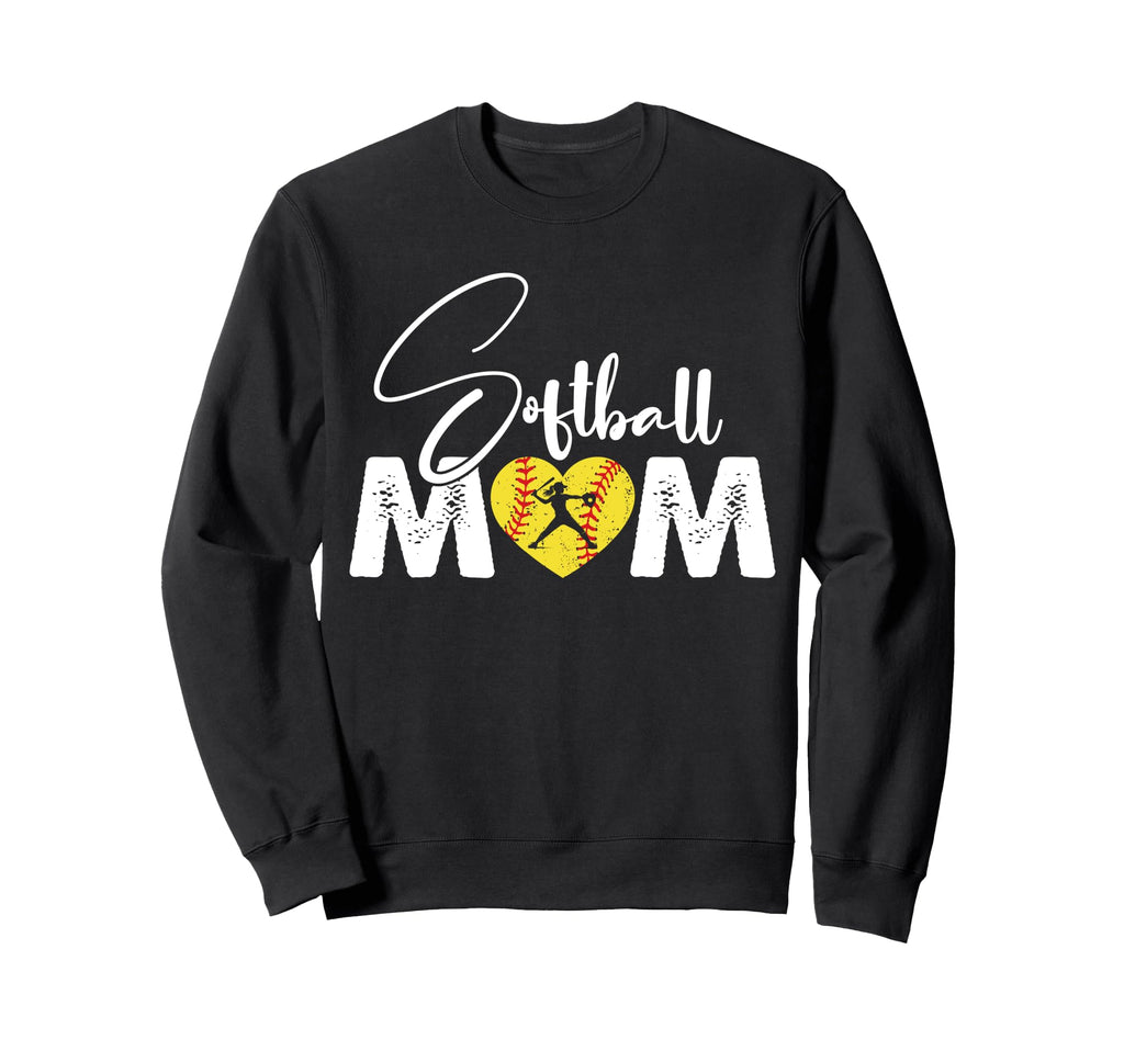 Softball Mom Funny Heart Present Sweatshirt - Custom Art Print for Adults - T-Shirt, Sweatshirt, Hoodie